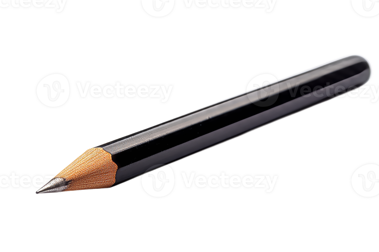 Black pencil with sharp tip on transparent surface png