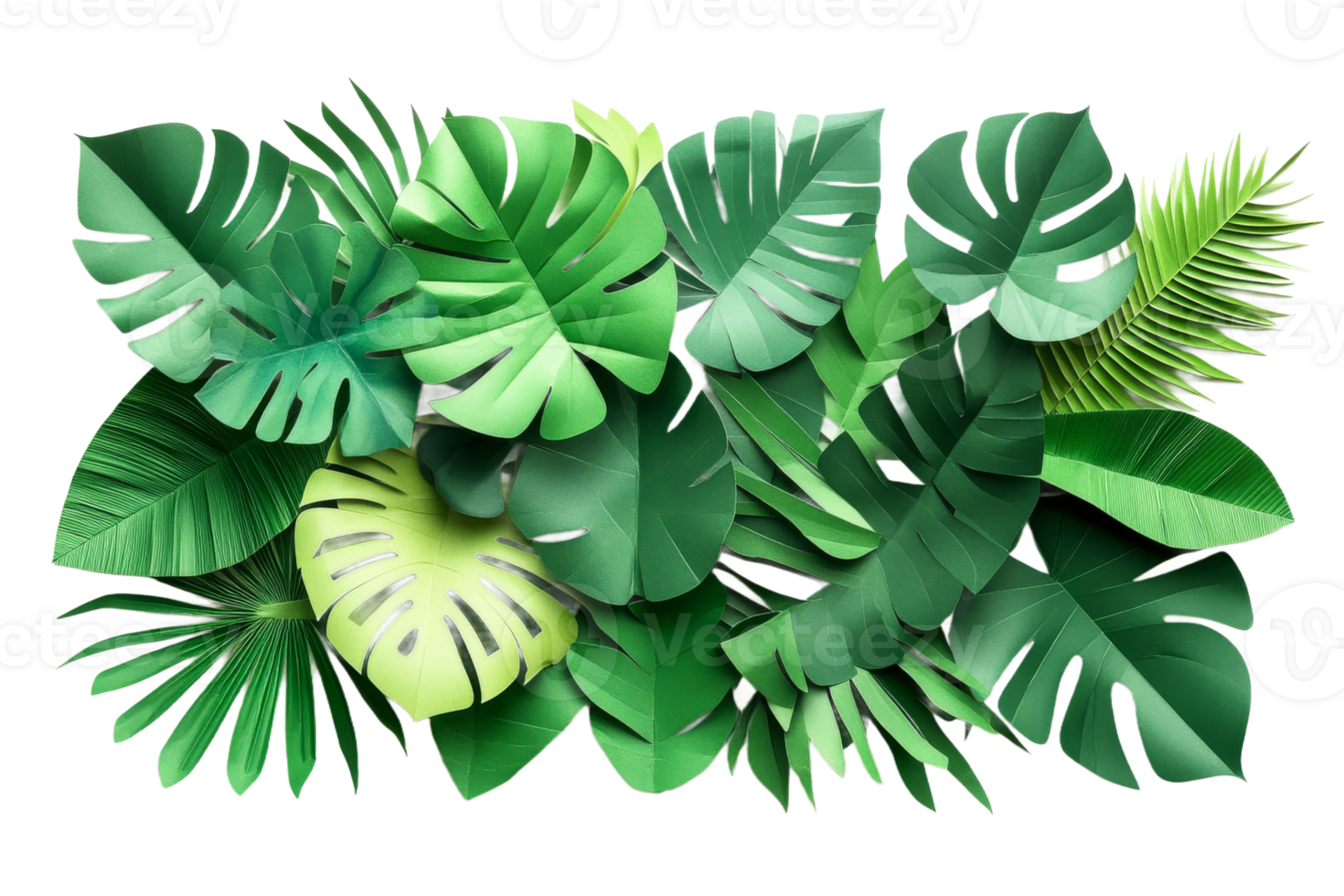 Green paper leaves on a clear background png