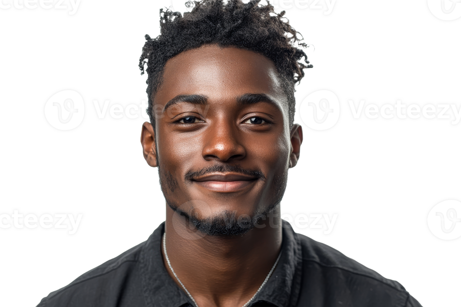 Smiling young man with curly hair on transparent background png
