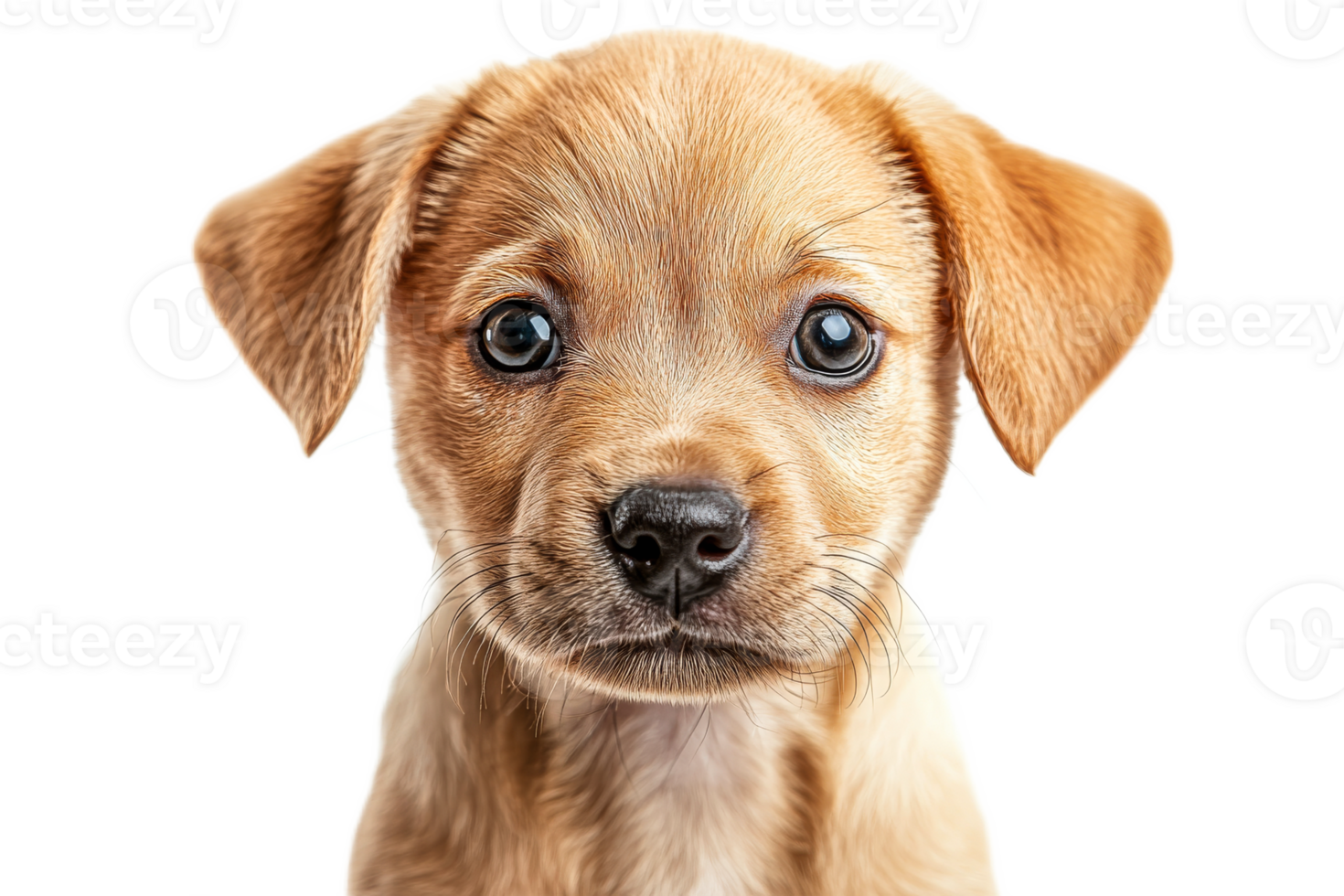 Cute puppy with expressive eyes on transparent background png