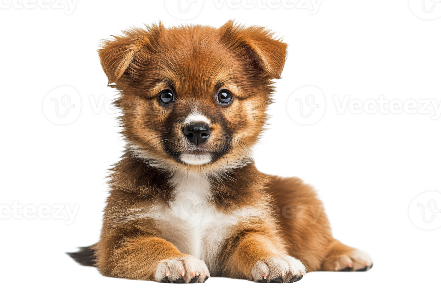 Fluffy puppy on transparent background png