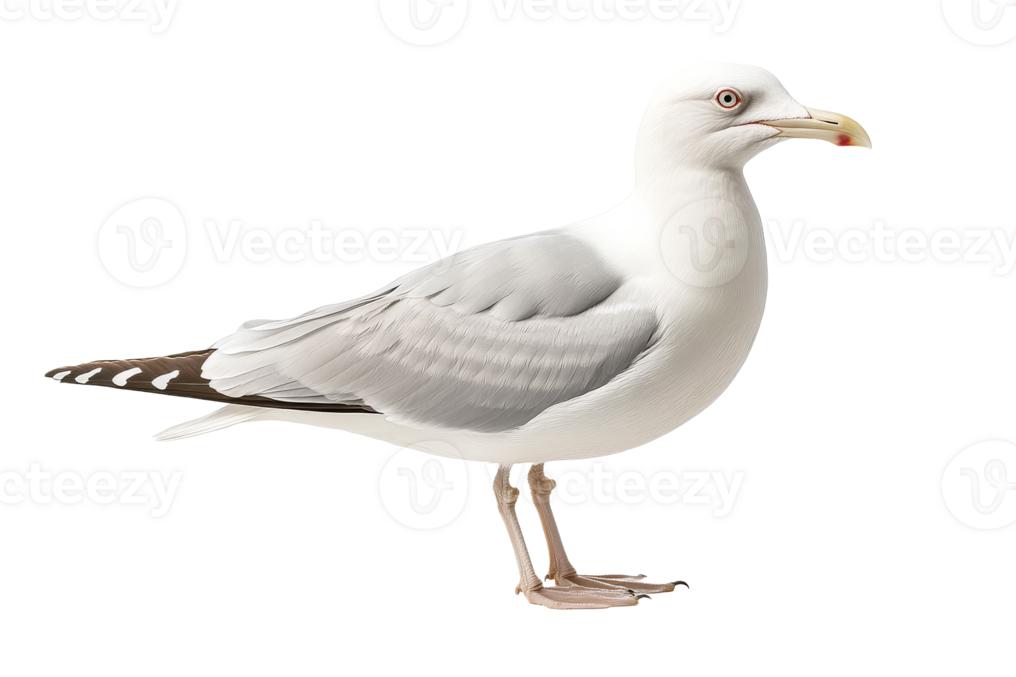Seagull standing on a shore with white feathers png