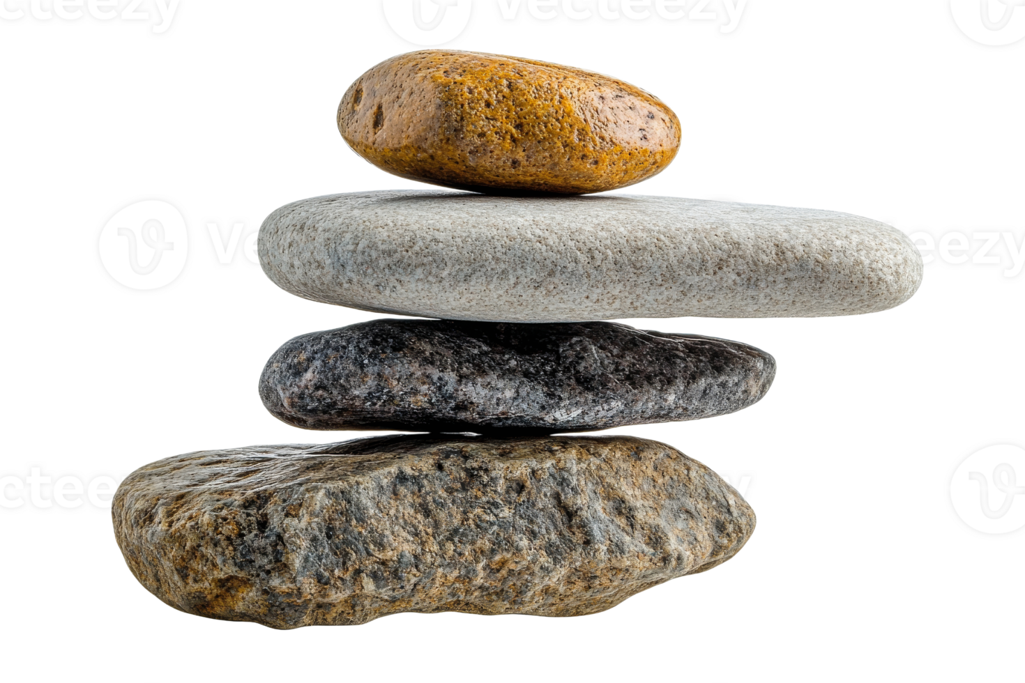Balanced stack of smooth stones with transparent background png