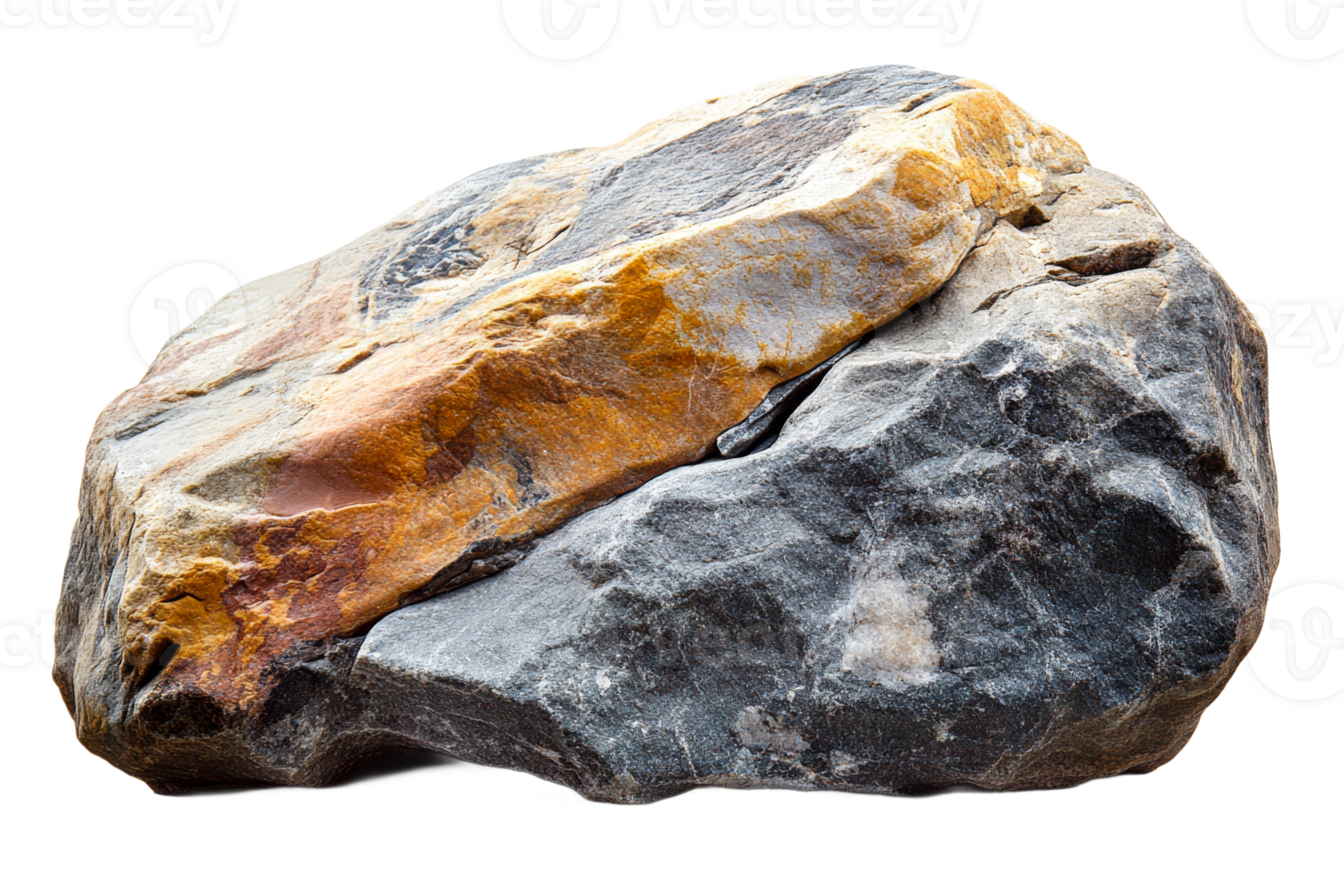 Large multicolored rock with natural textures and patterns png