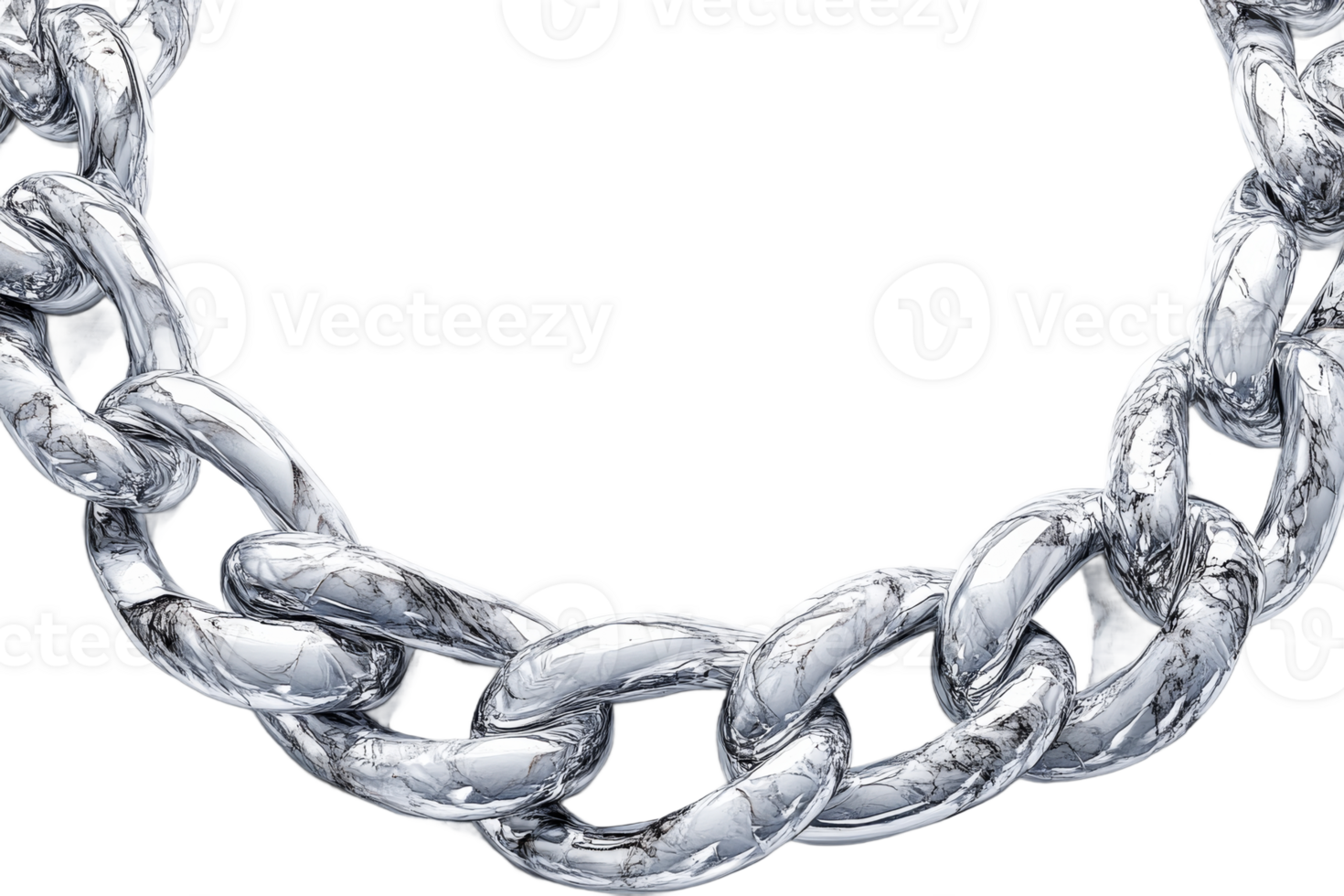 Glossy silver chain on clear background png