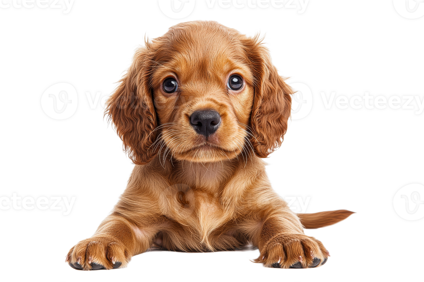 Cute puppy with curly fur and big eyes looking curious png