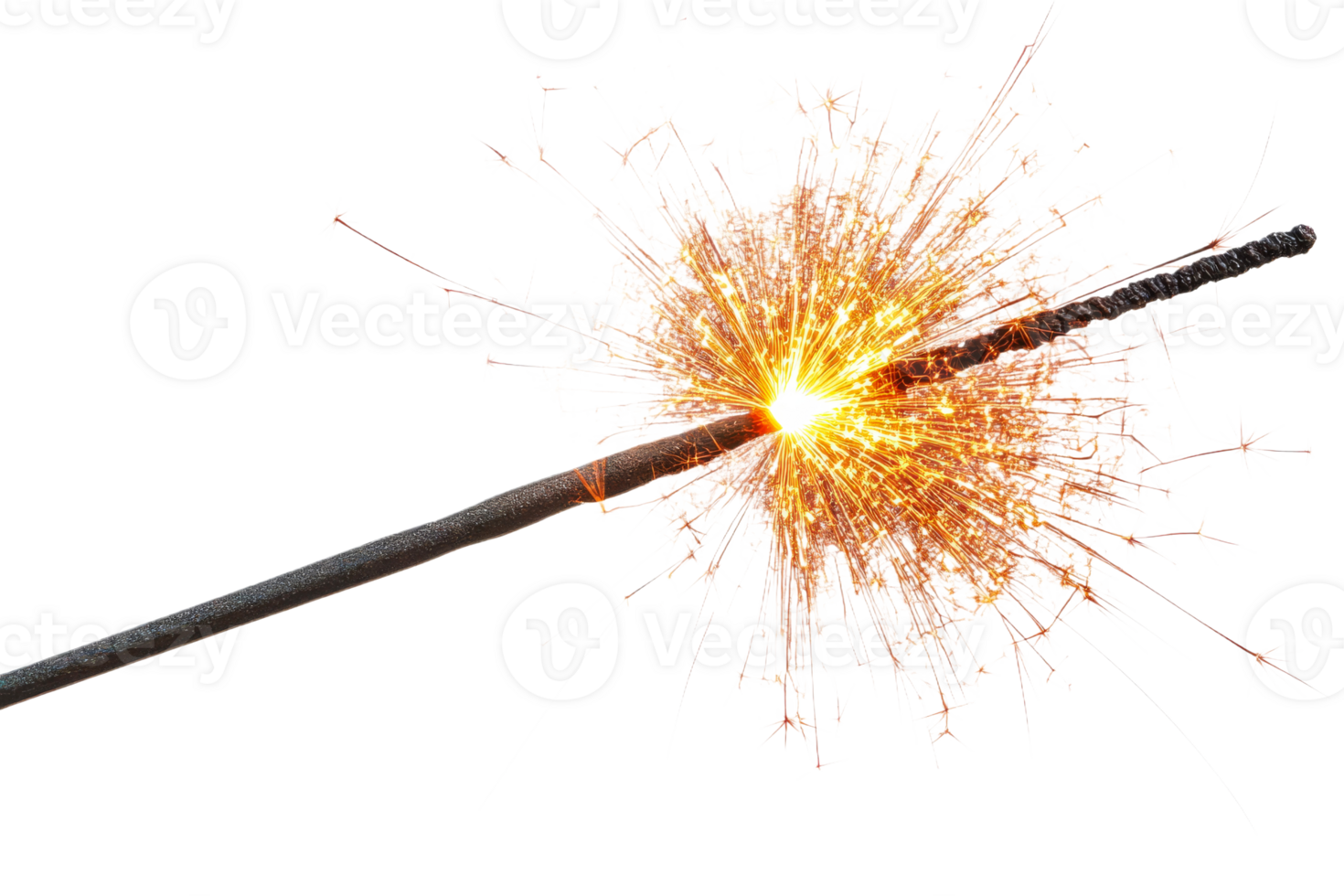 Sparkler bright sparks on transparent background png
