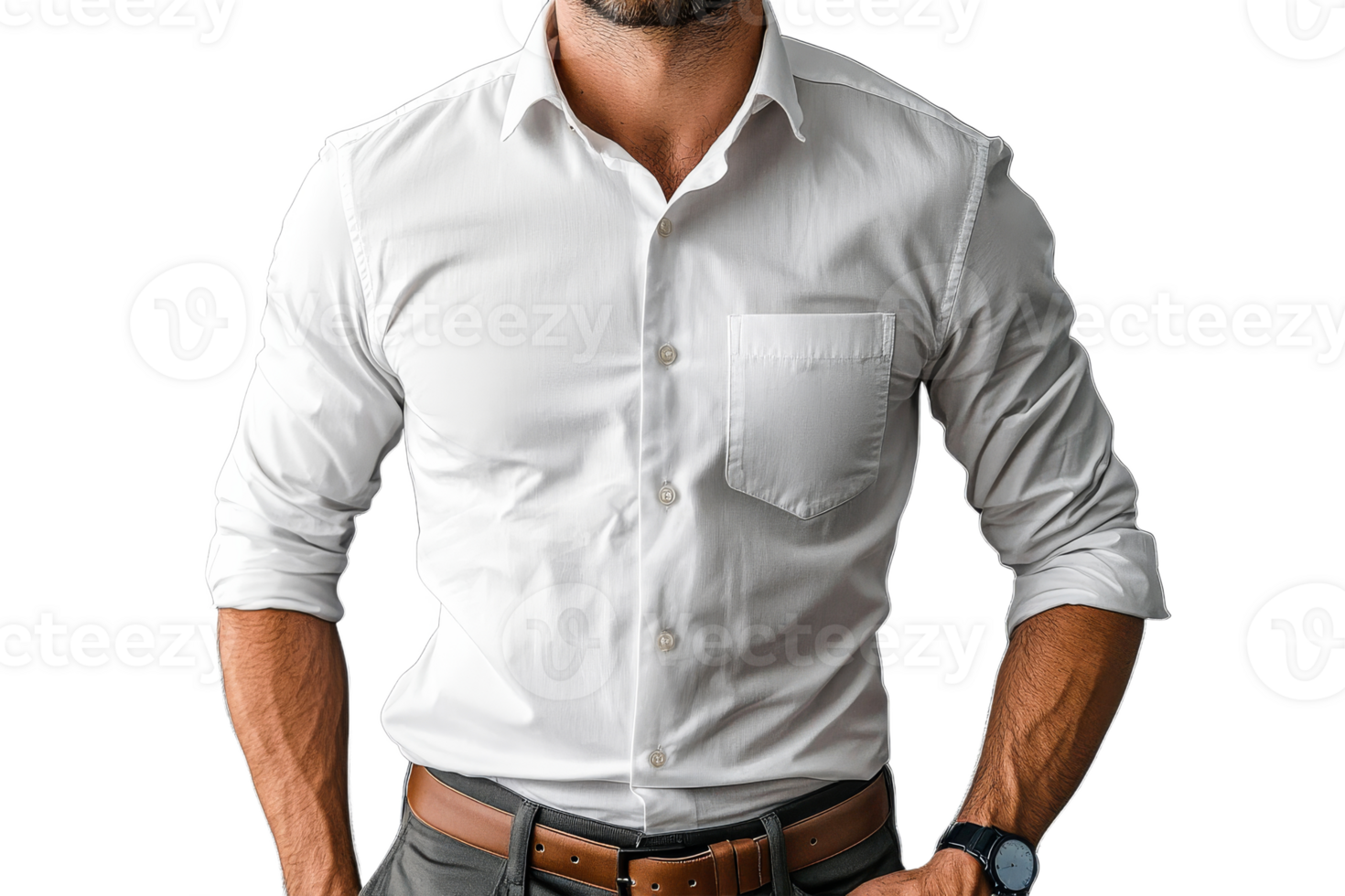 Elegant man in a white shirt with sleeves rolled up png
