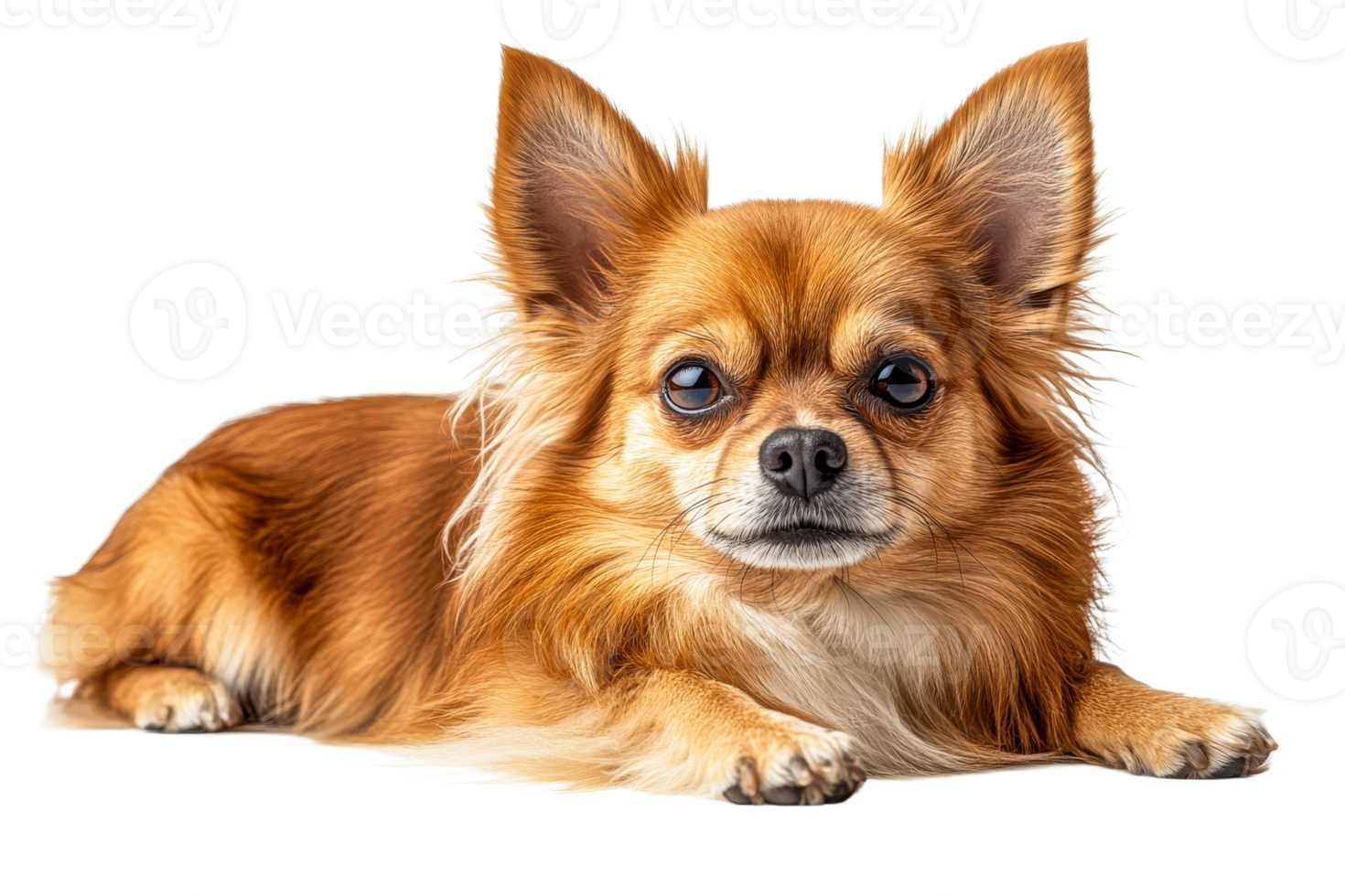 Cute chihuahua resting calmly on a transparent background png