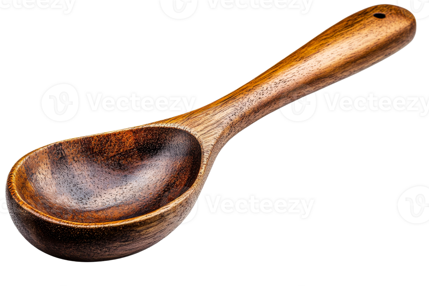 Wooden spoon with smooth finish and curved bowl png