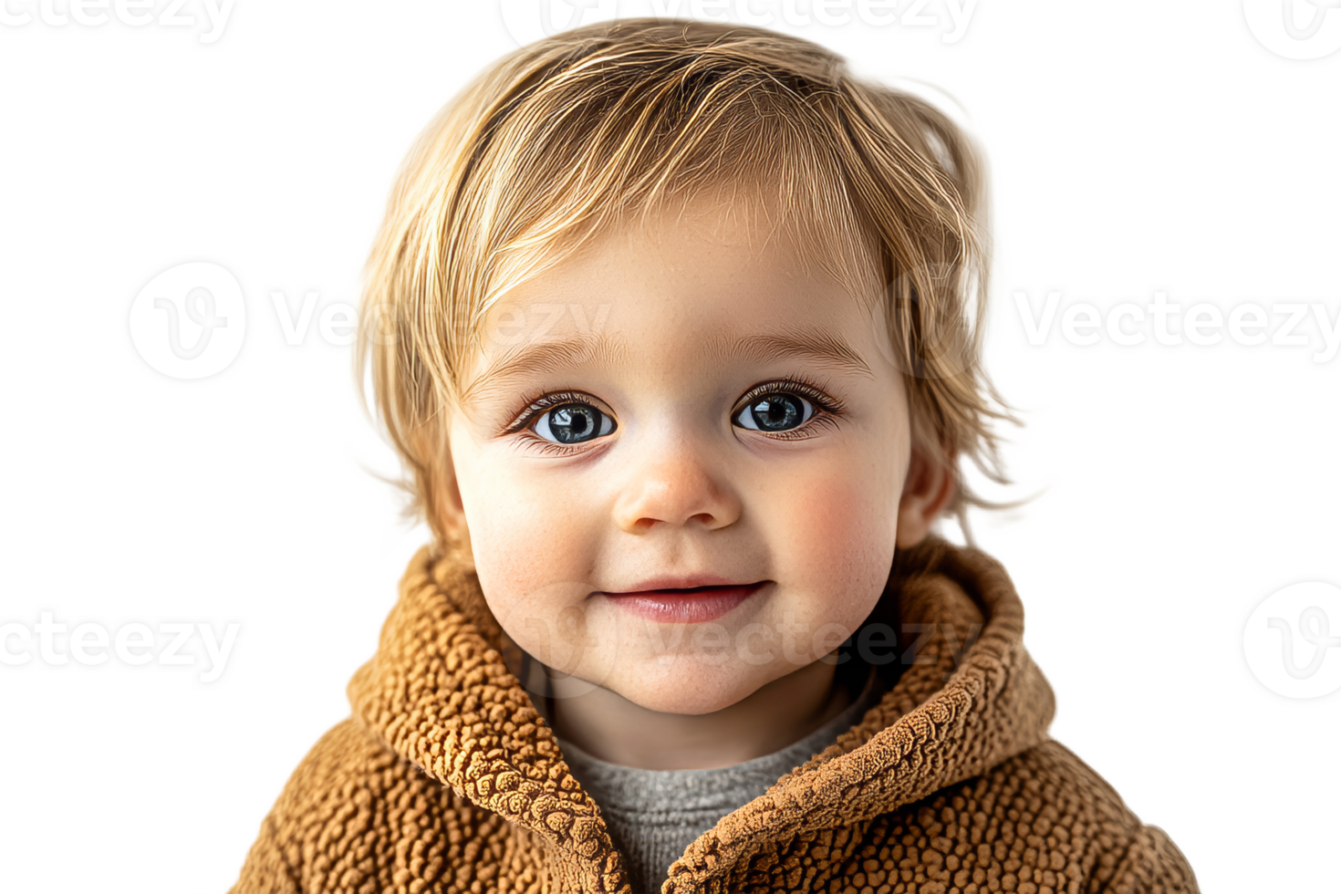 Happy child with blue eyes wearing cozy sweater png