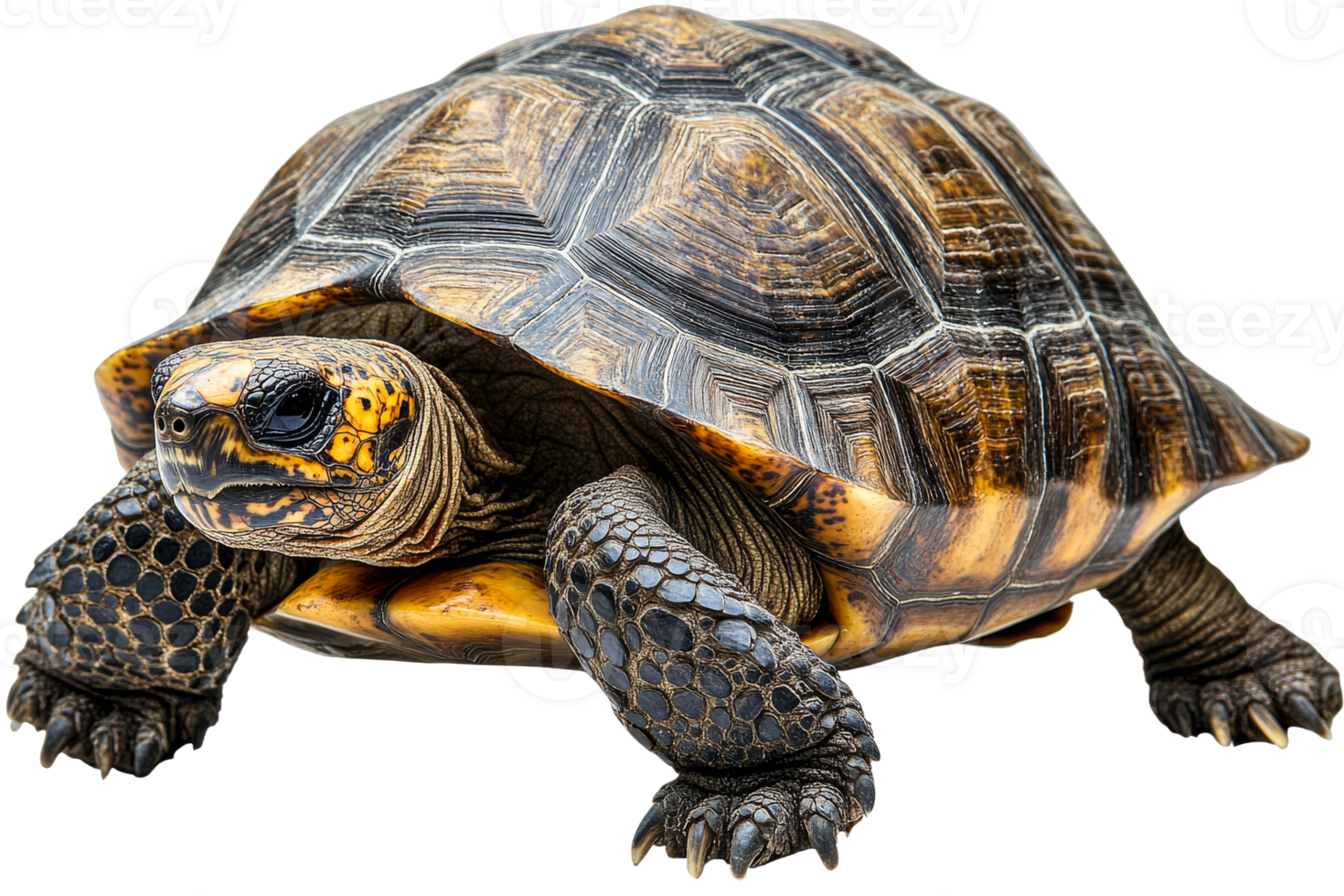 Detailed close up of a tortoise on transparent background png