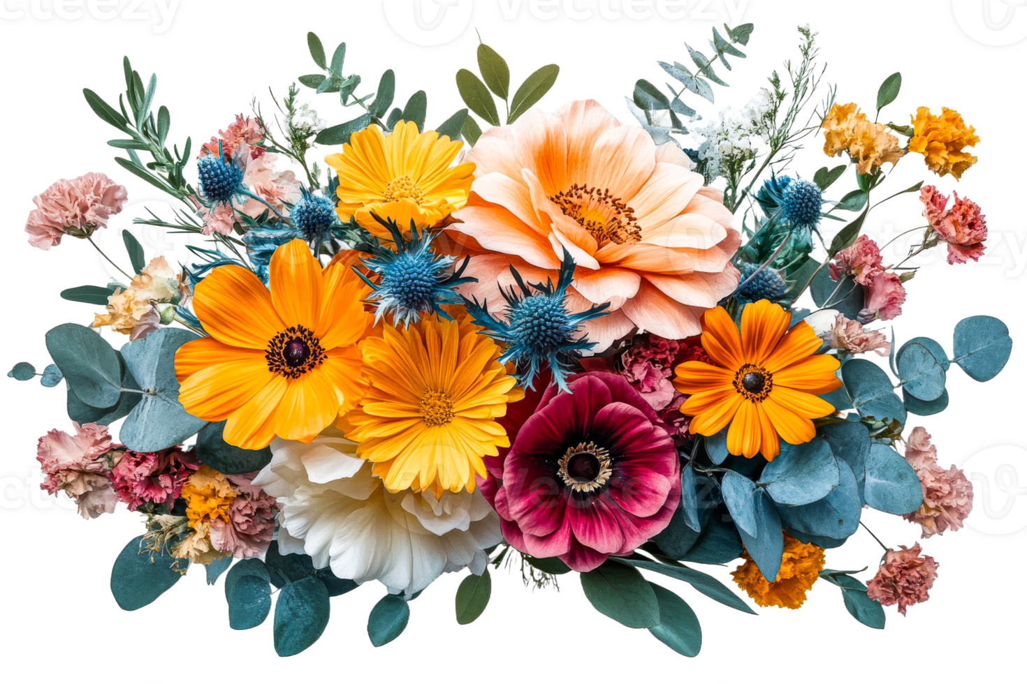 Beautiful floral arrangement with assorted colorful flowers png