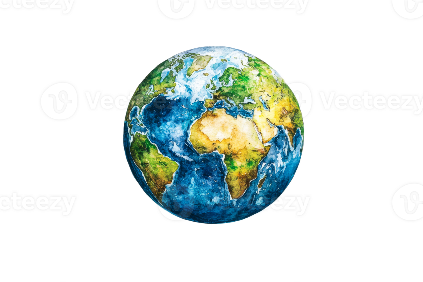 Watercolor Earth art on transparent background png
