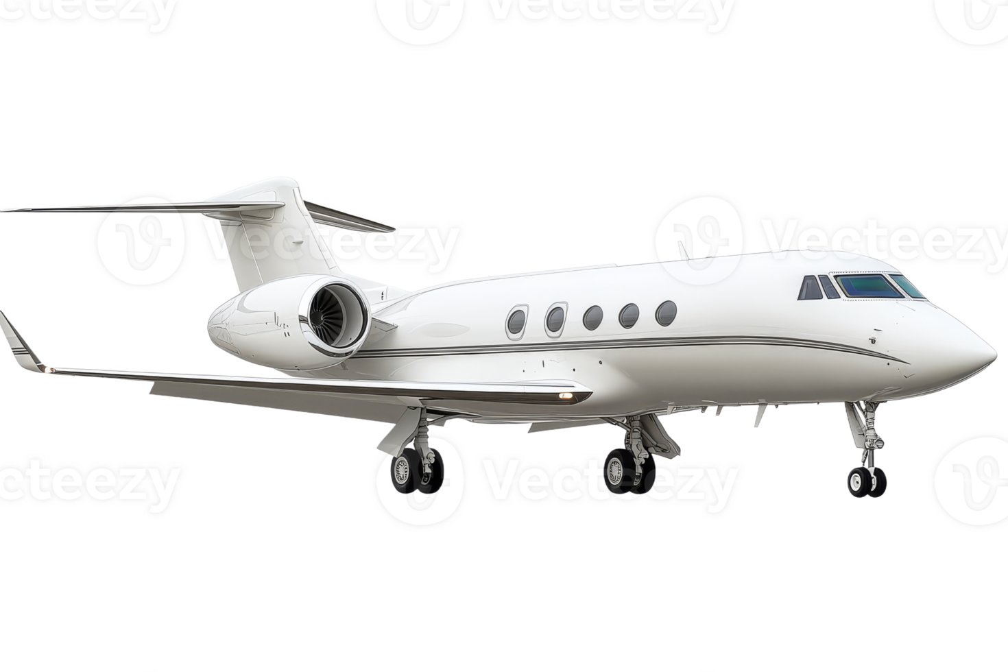 Private jet ready for departure on a clear day png