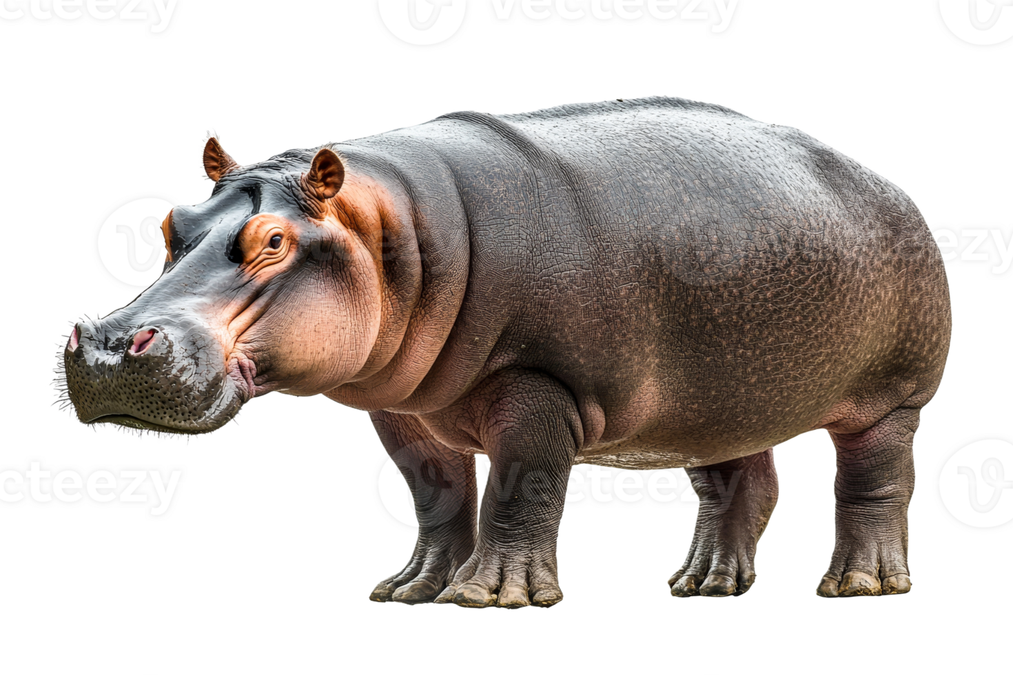 Large hippopotamus standing with a clear posture png
