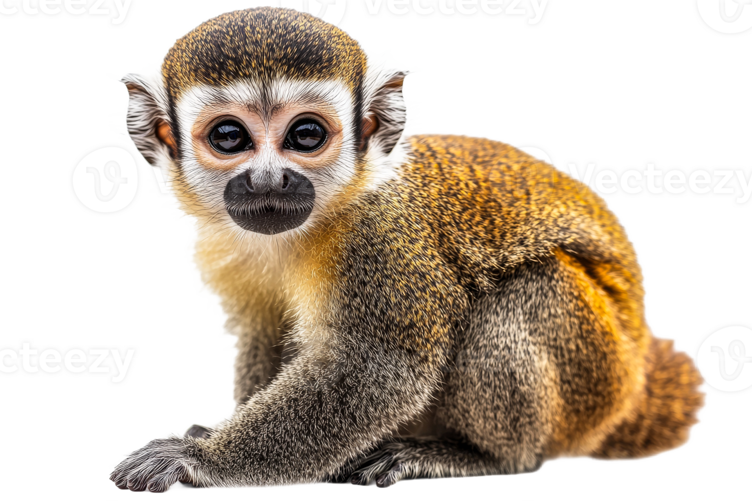 Cute monkey sitting and looking towards the camera png