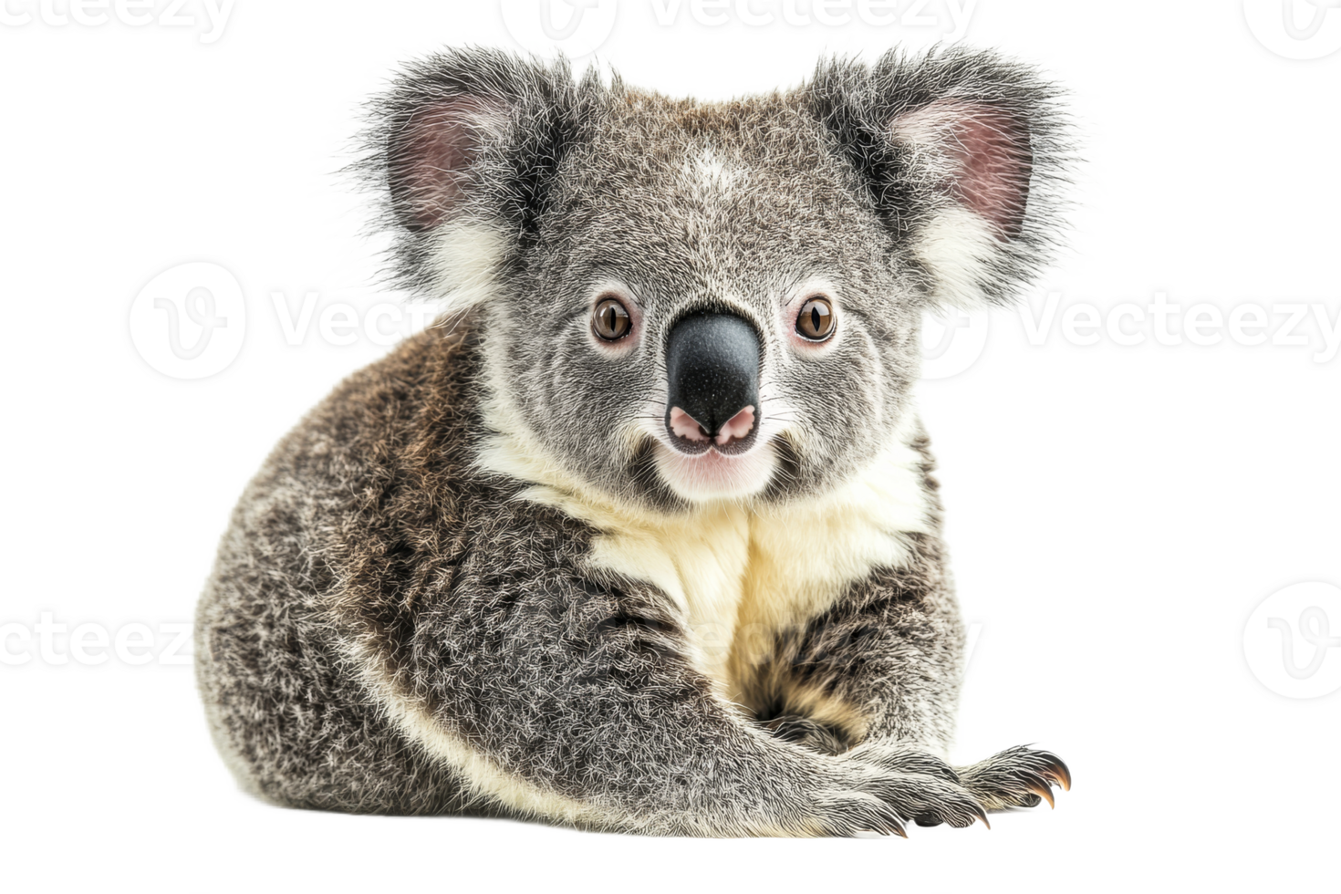 Cute koala sitting calmly with a joyful expression png