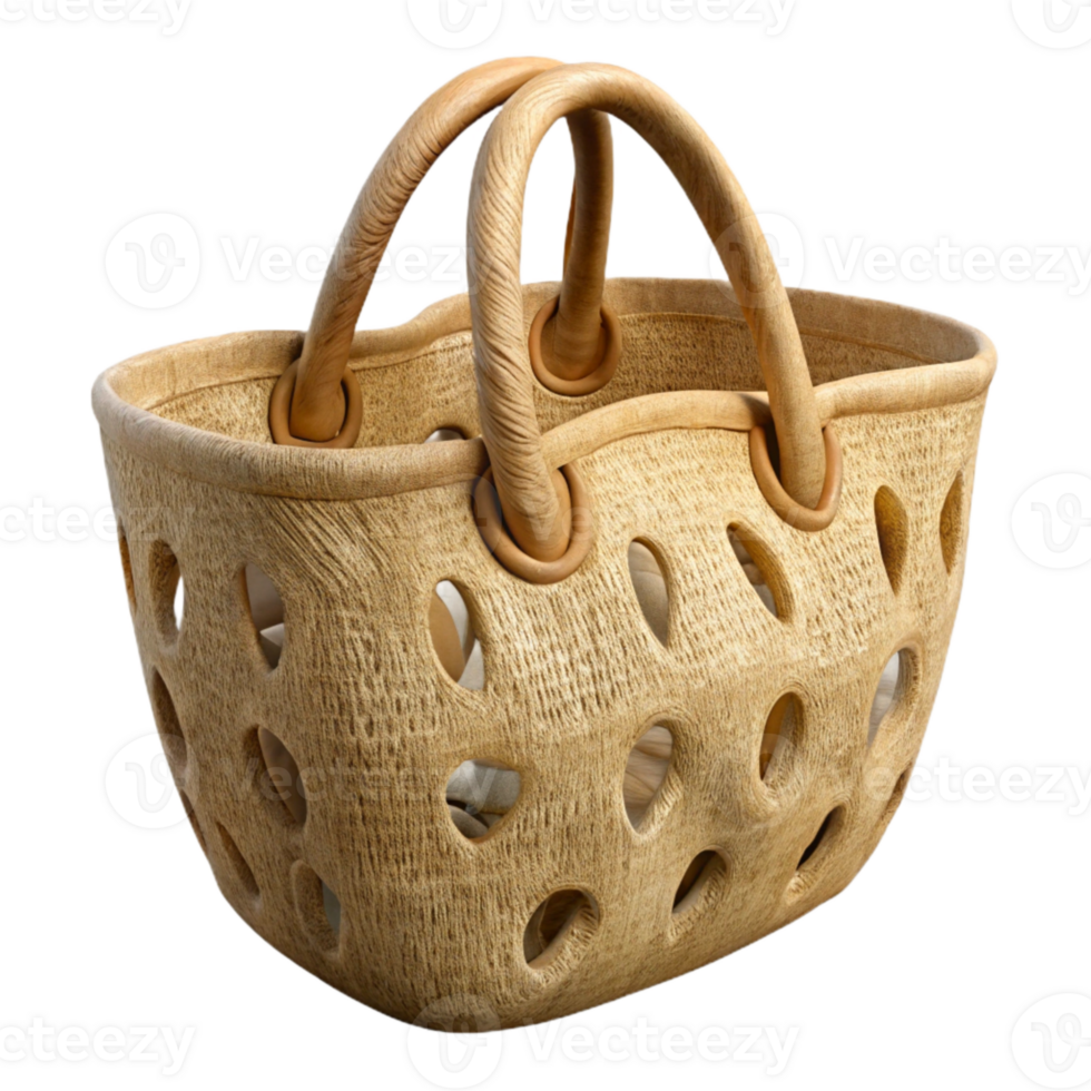extraordinary artistic Natural Fiber Tote Bag with Long Handles Cutout high quality png
