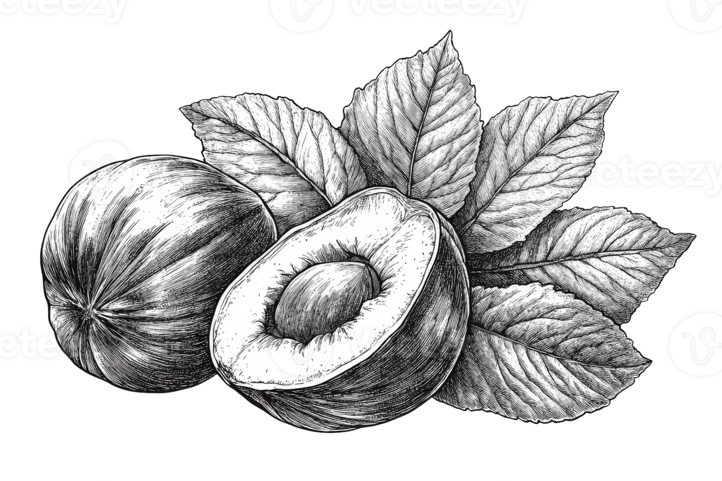 Elegant fresh figs with leaves on plain background png