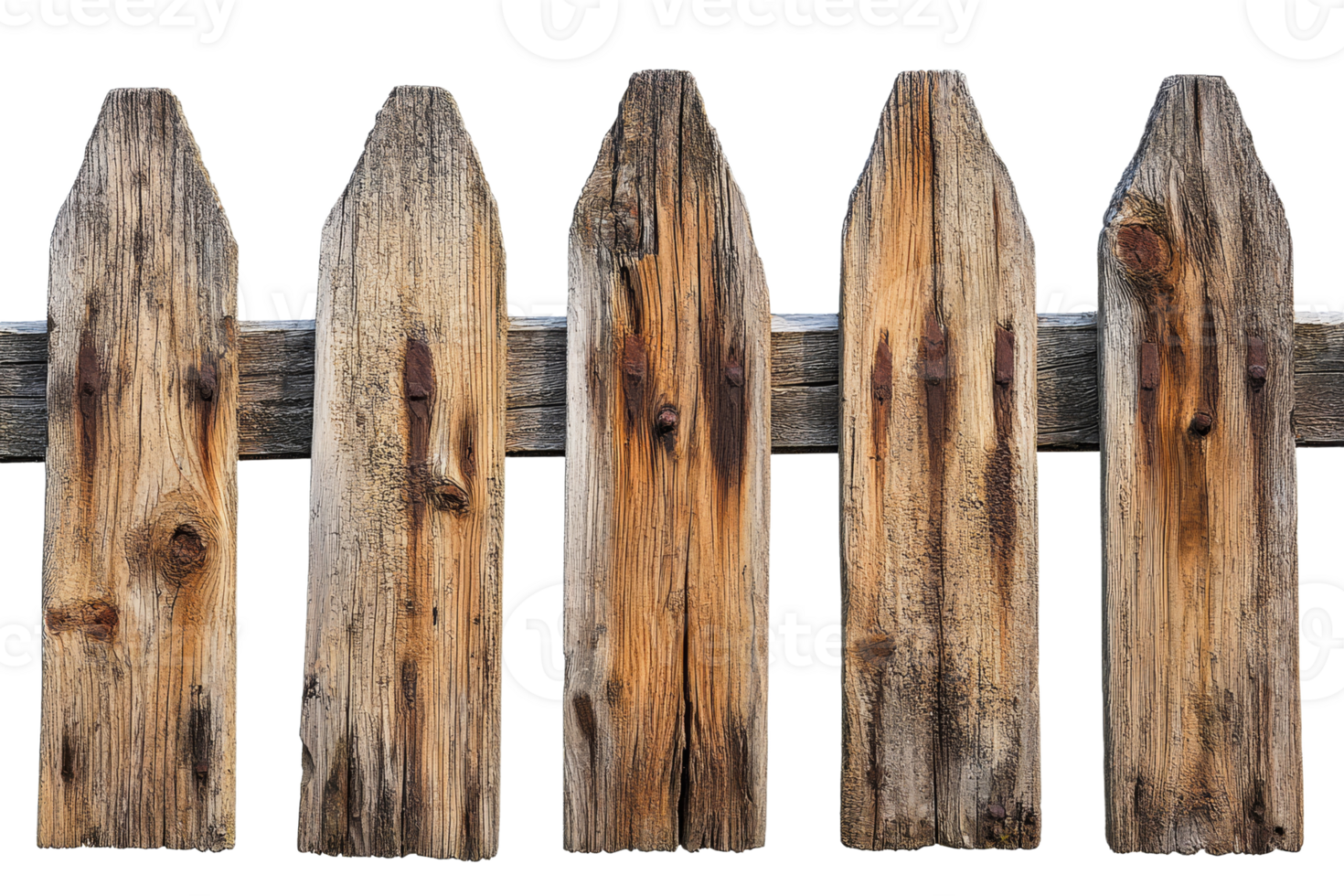 Wooden fence panels with natural weathered texture png