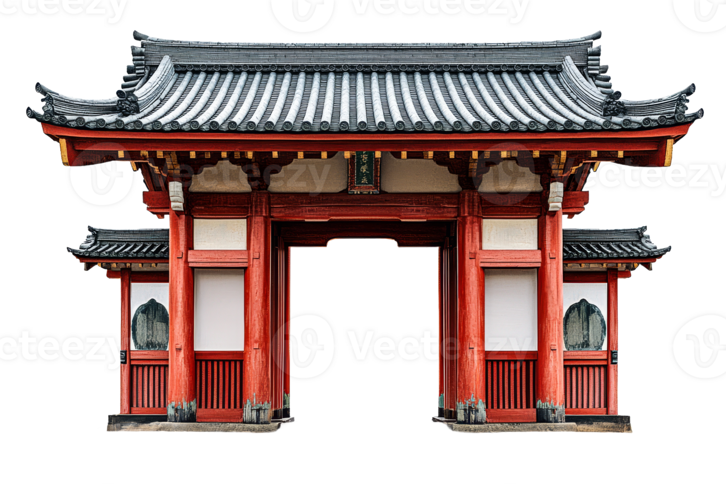 Traditional Japanese temple gate with vibrant colors png