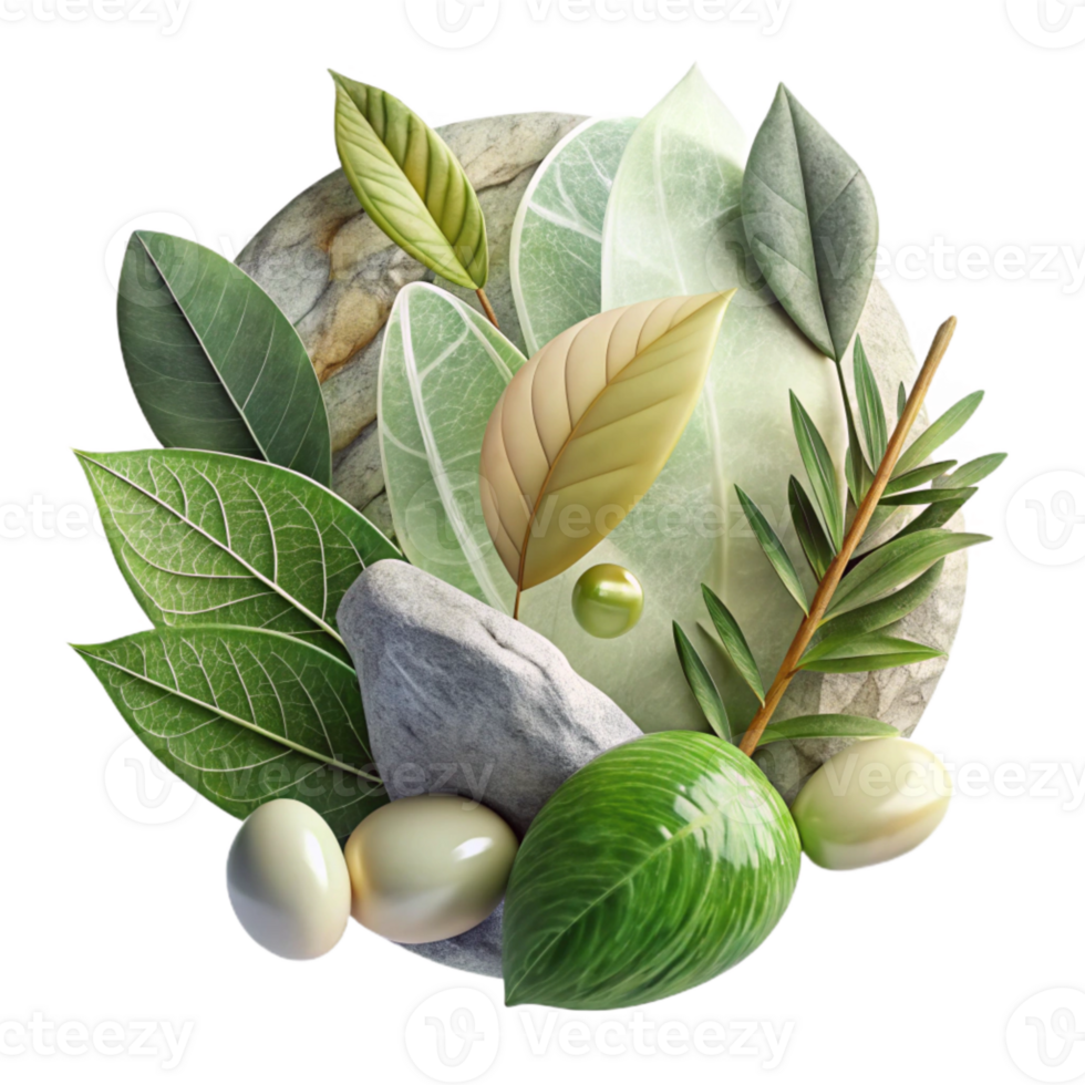 vibrant minimalist Nature Collage Leaves and Twigs Transparent high quality png