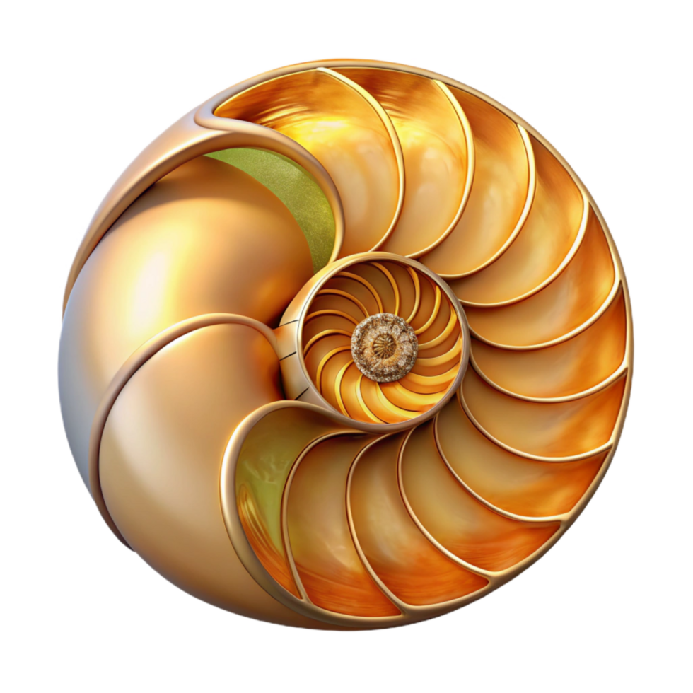 dramatic minimalist Nautilus Shell Golden Ratio Spiral Cutout detailed png
