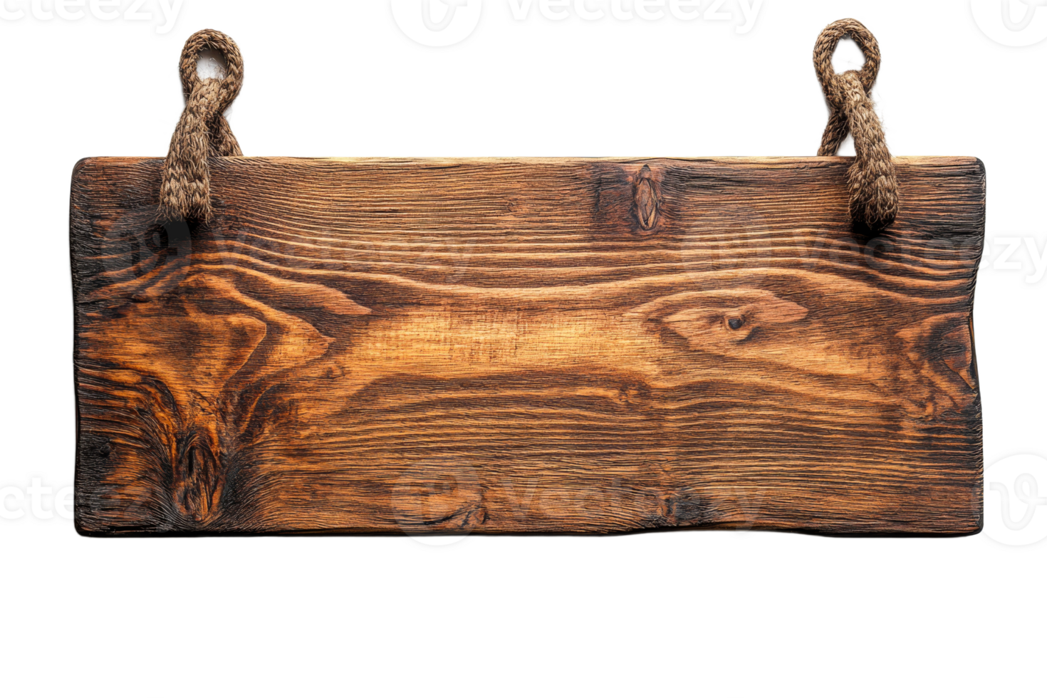 Wooden sign with rope handles, transparent bg png