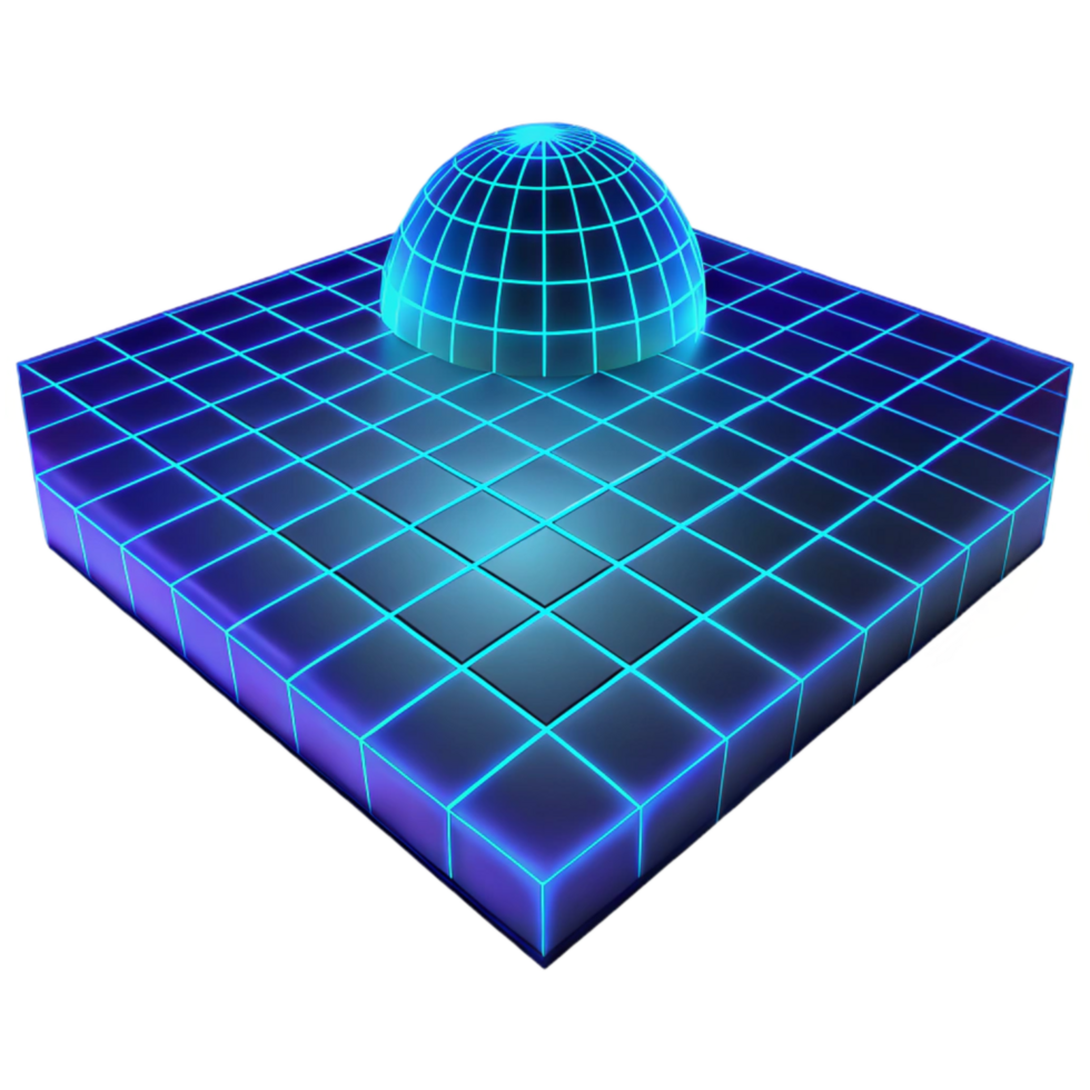 elegant artistic Neon Blue Grid Virtual Environment Isolated detailed png