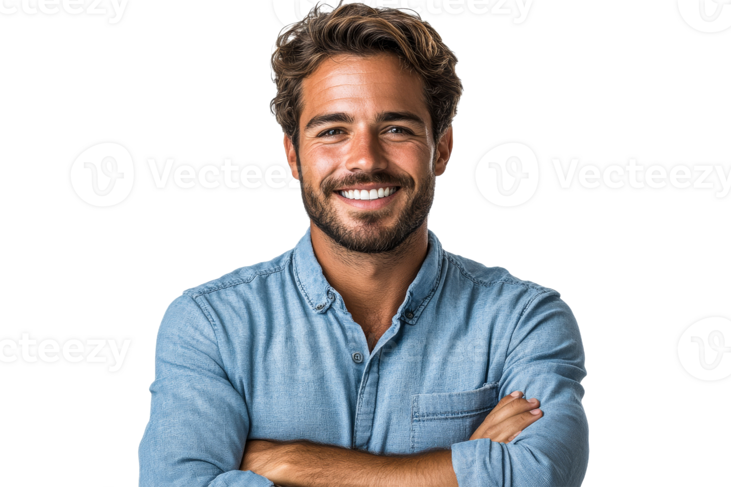 Smiling man with crossed arms and casual attire png