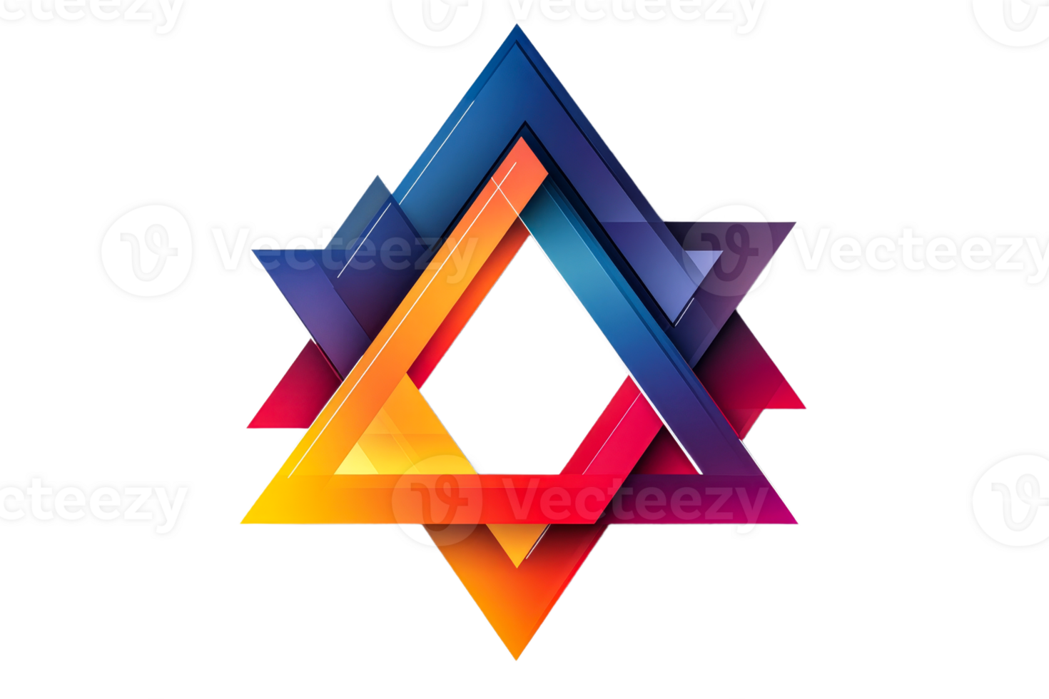 Colorful geometric star design with layers and gradients png