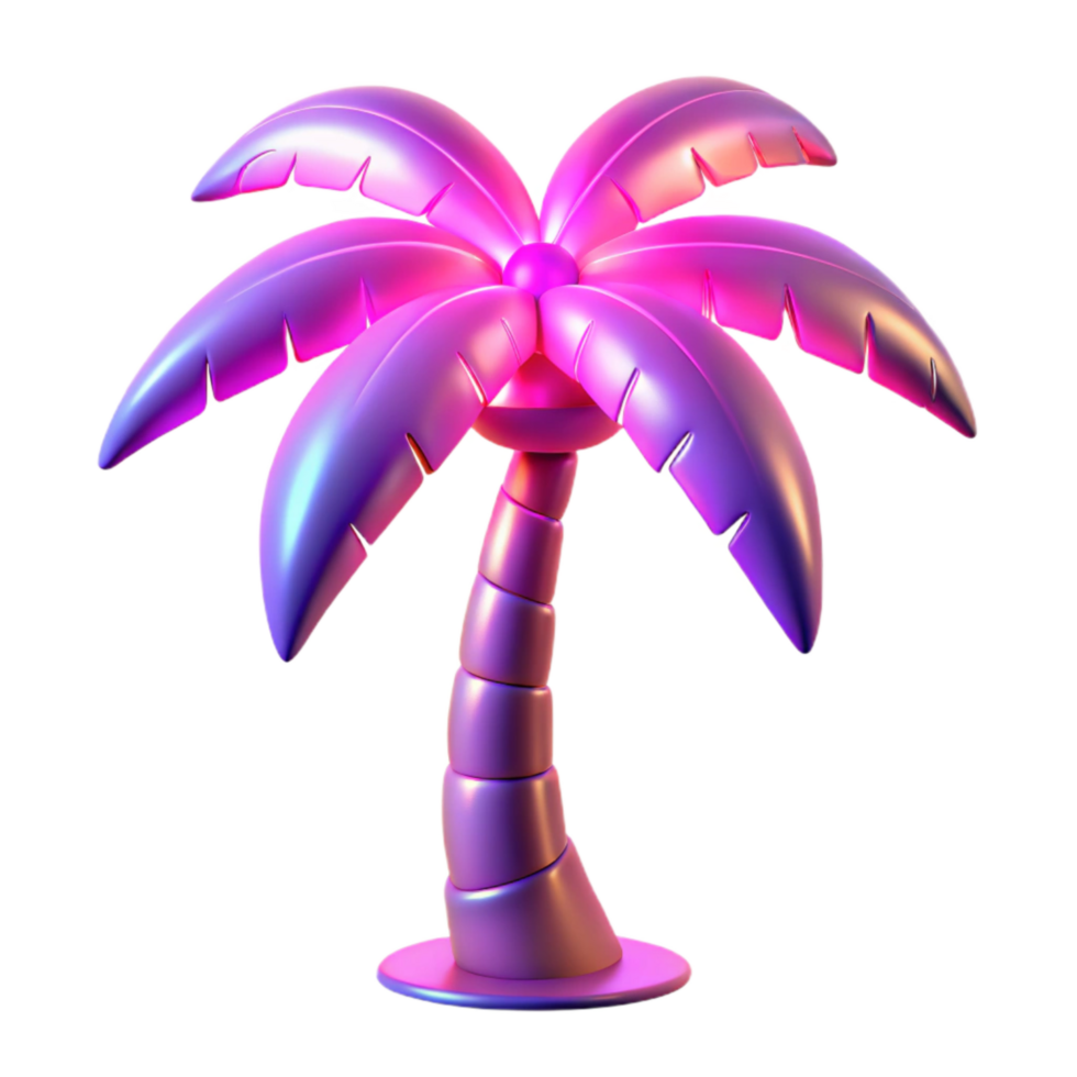 impressive minimalist Neon Palm Tree Transparent with Pink Glow png