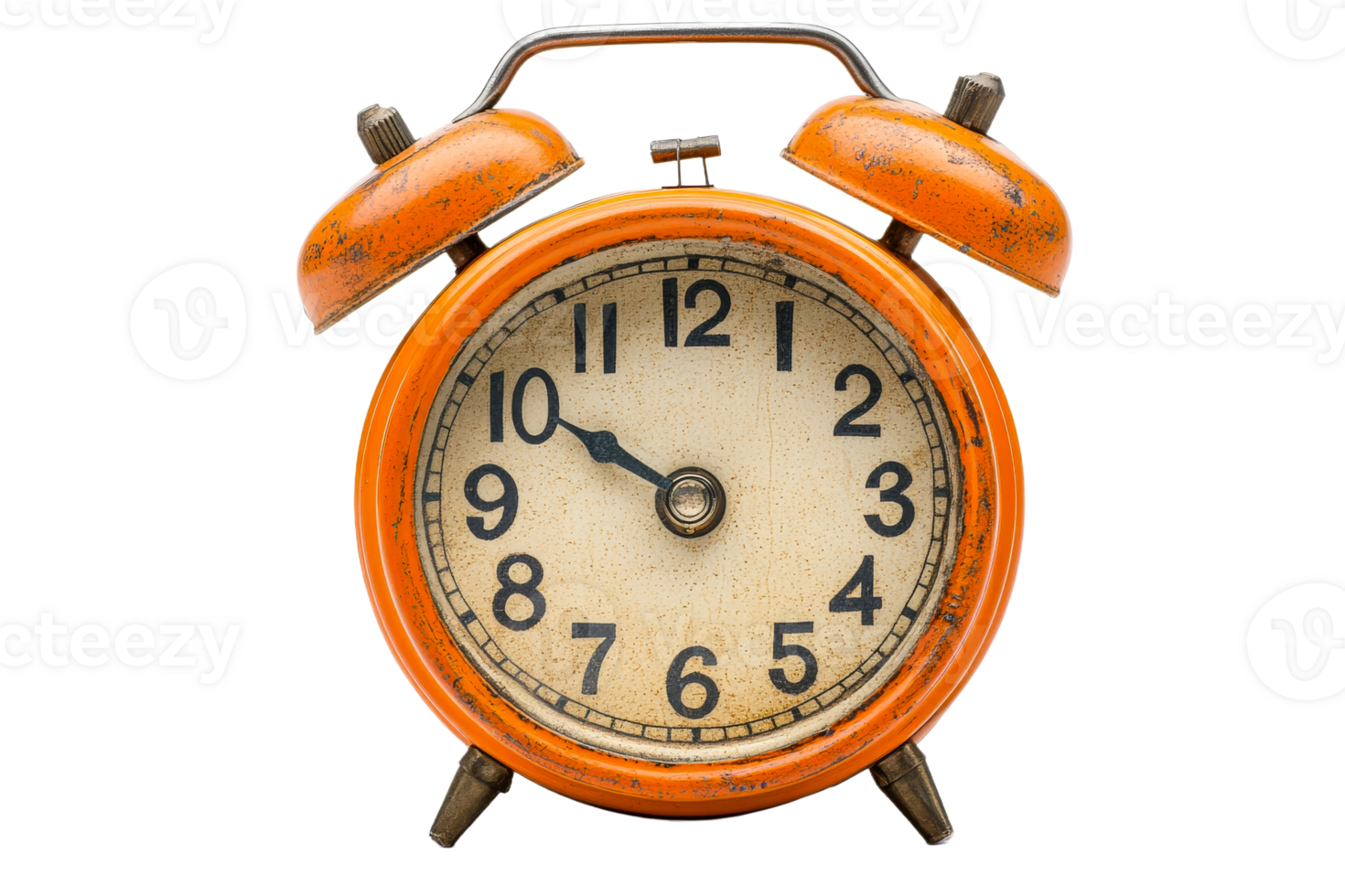Vintage orange alarm clock with a classic design png