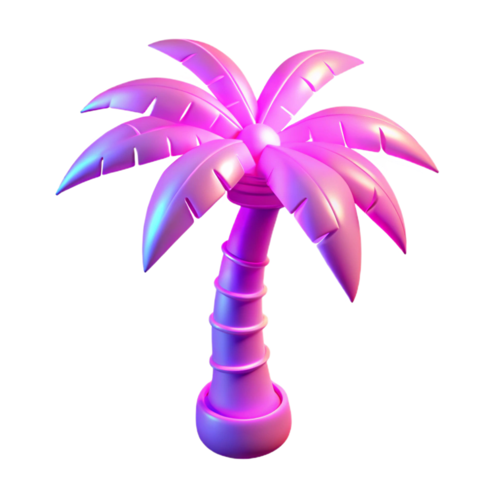 impressive traditional Neon Palm Tree Transparent with Pink Glow detailed png