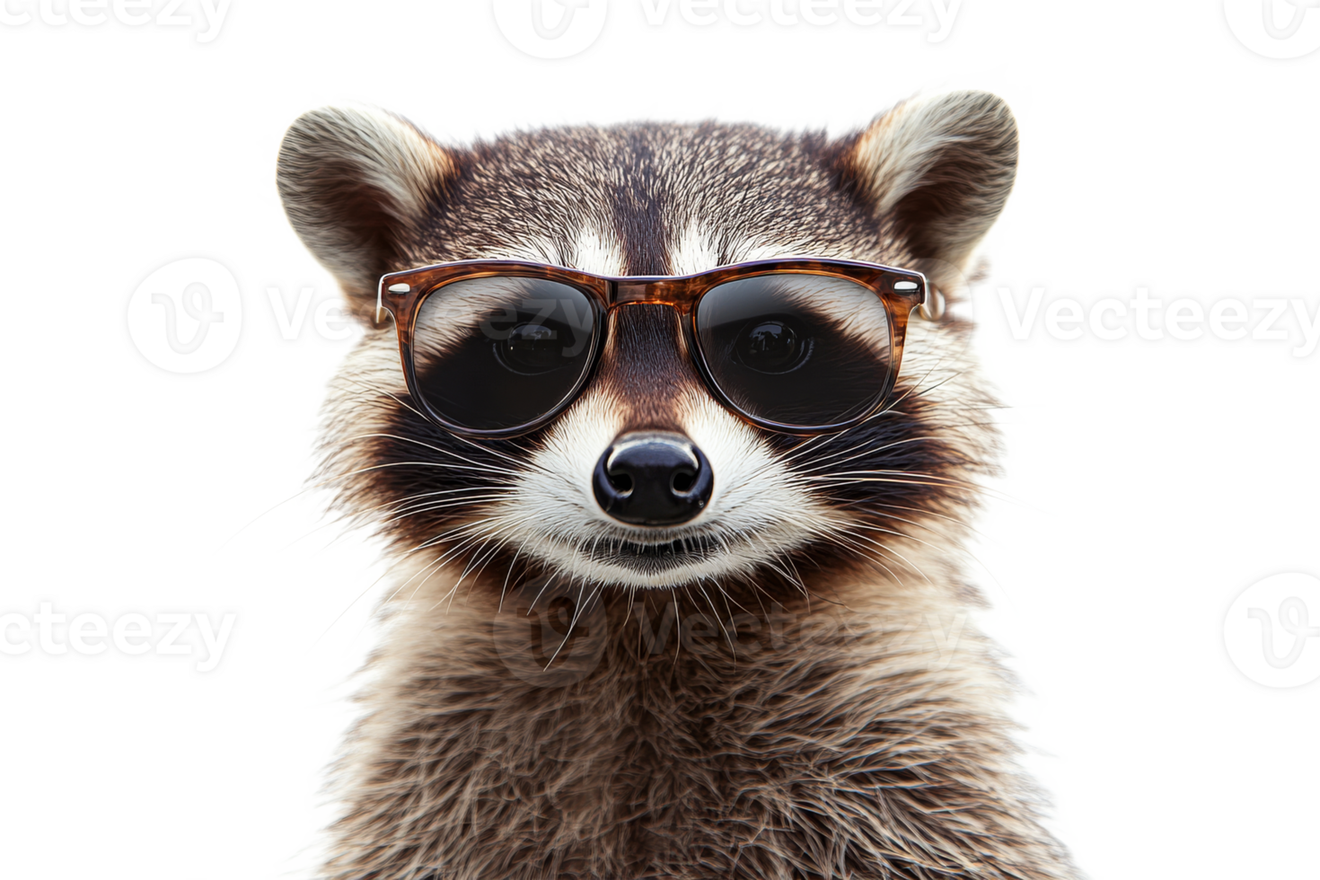 Raccoon wearing stylish sunglasses with a fun expression png