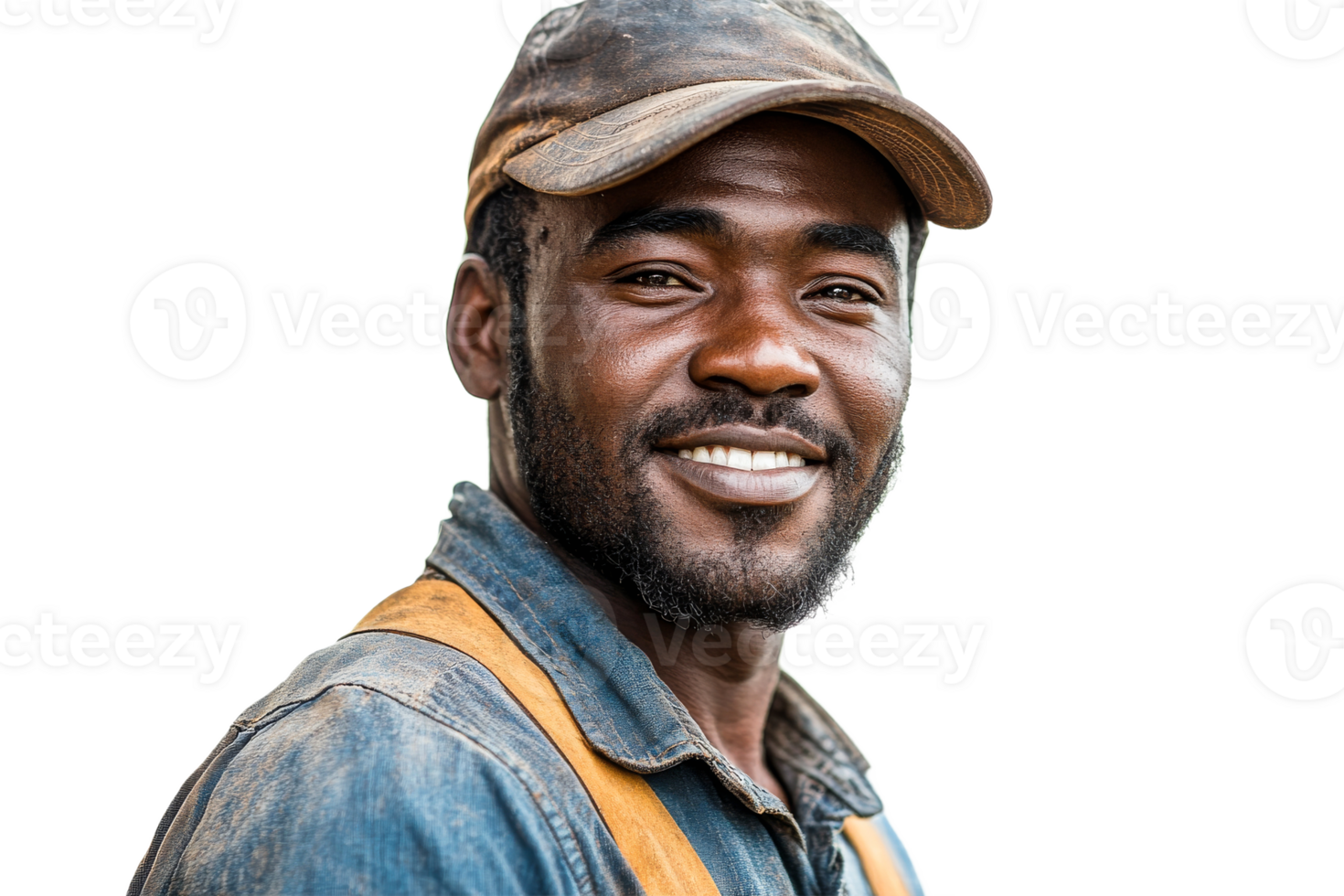 Smiling worker with cap on transparent background png