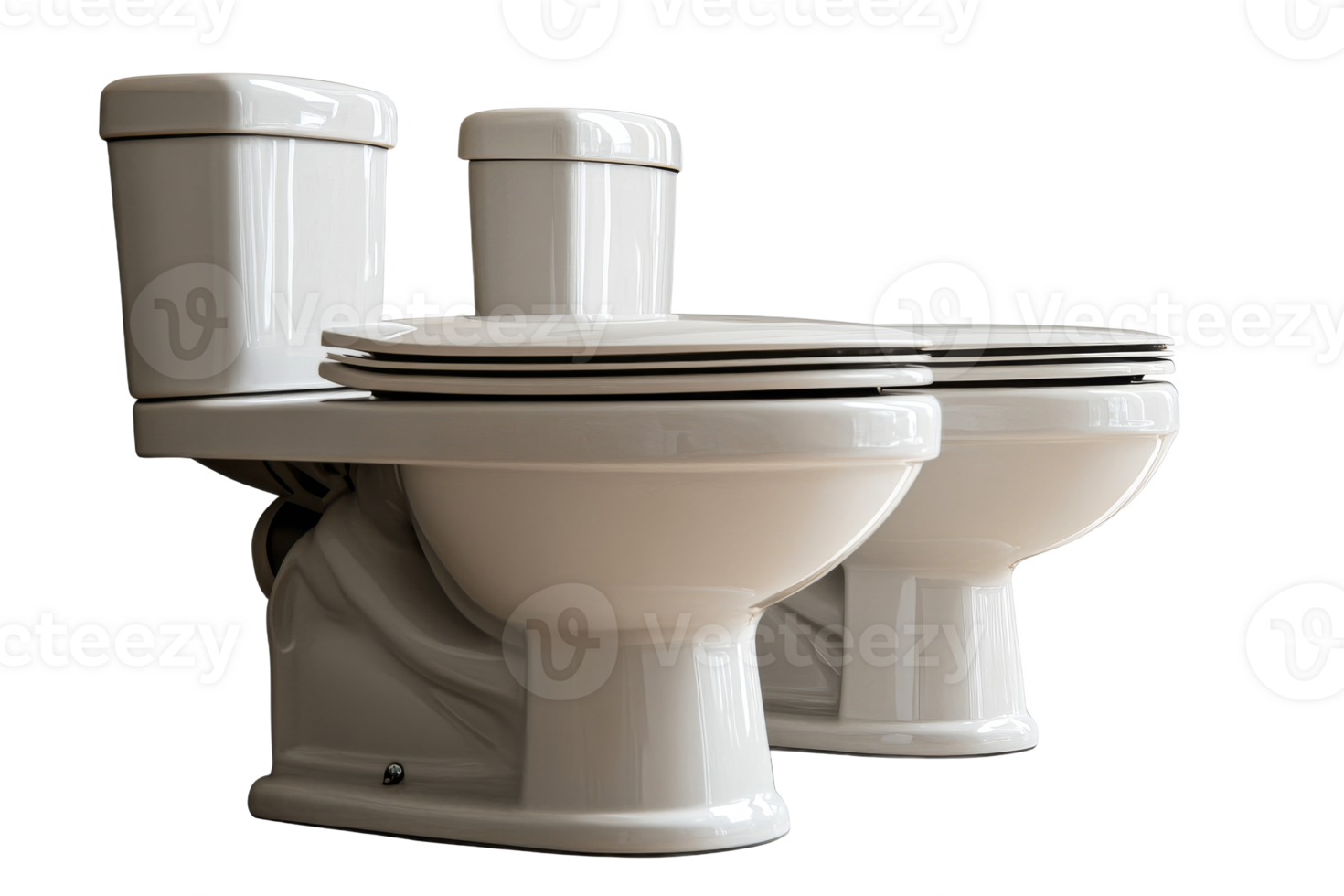 Two modern toilets with a sleek design on a white background png