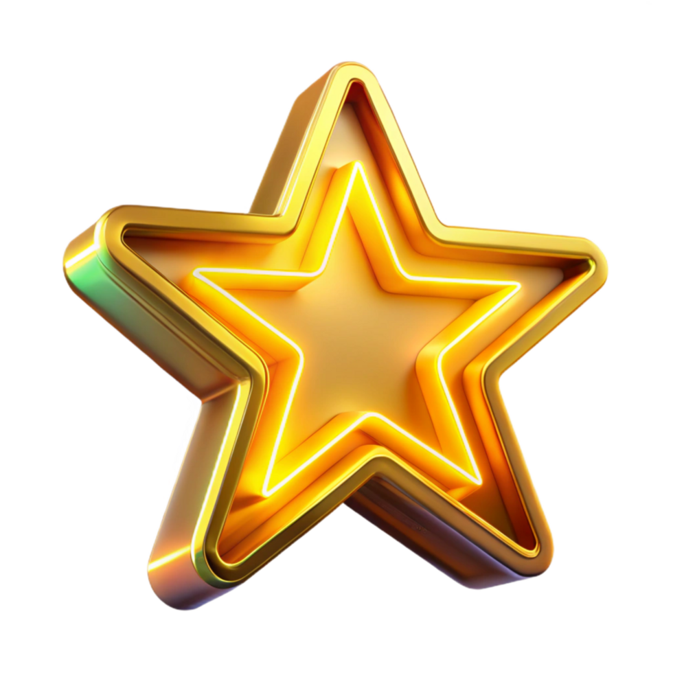 dramatic creative Neon Star Transparent with Yellow Glow authentic png