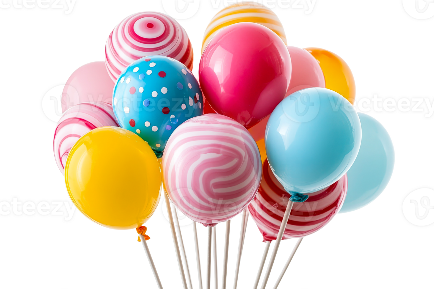 Colorful balloons for events on clear background png