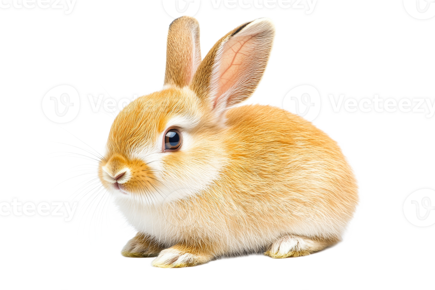 Cute rabbit with soft fur sitting on a white background png