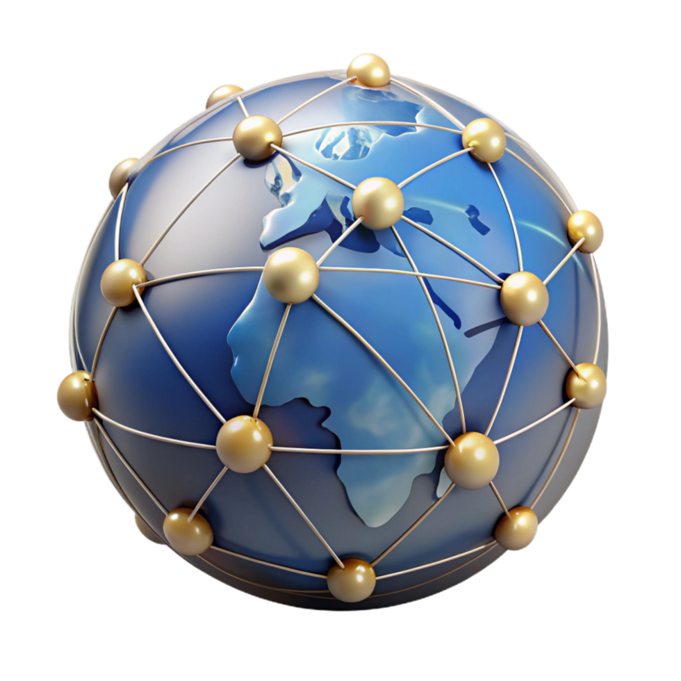 magnificent creative Network Globe Connected Continents Transparent Background high quality png