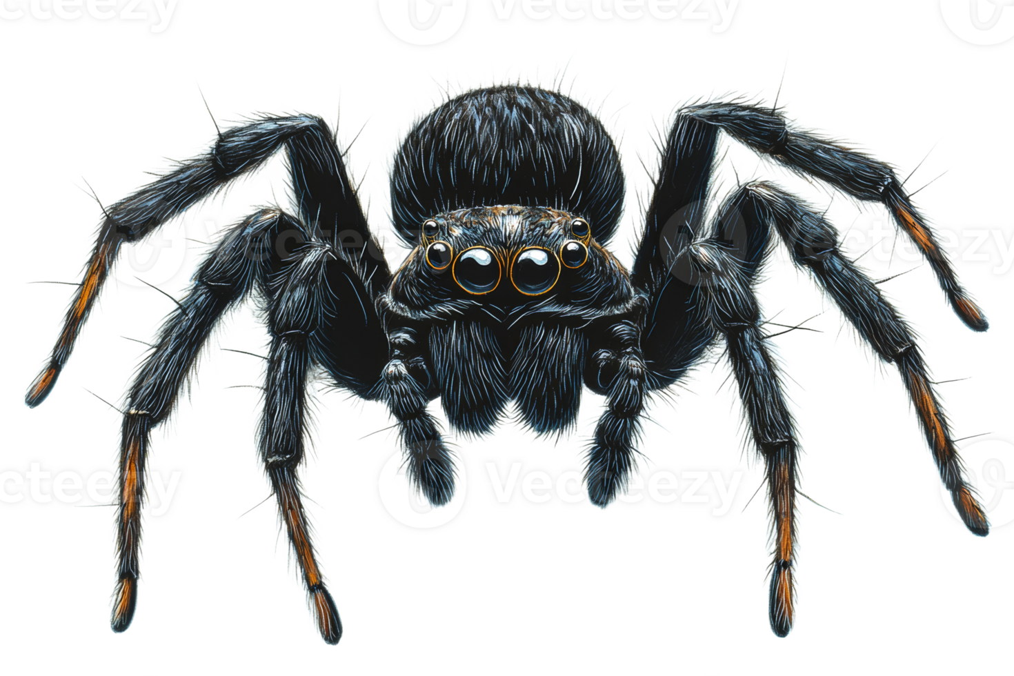 Black jumping spider on clear background png