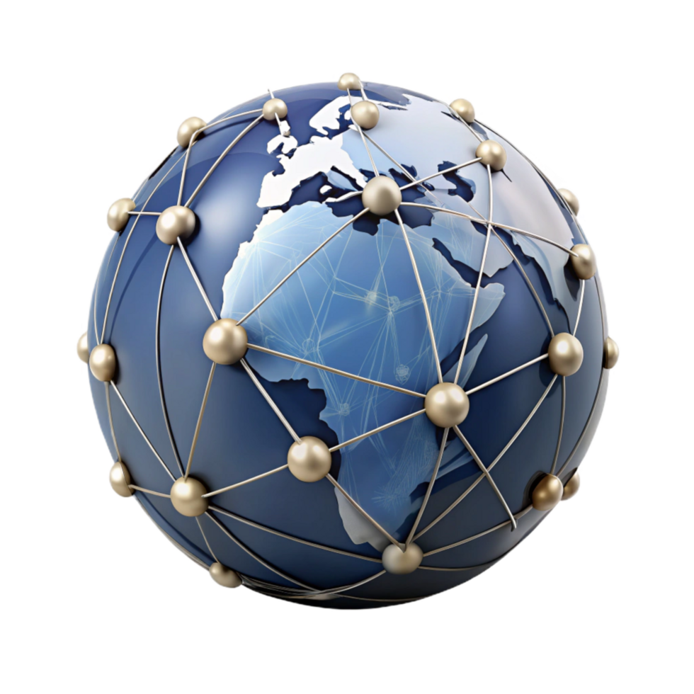 magnificent modern Network Globe Connected Continents Transparent Background exclusive png