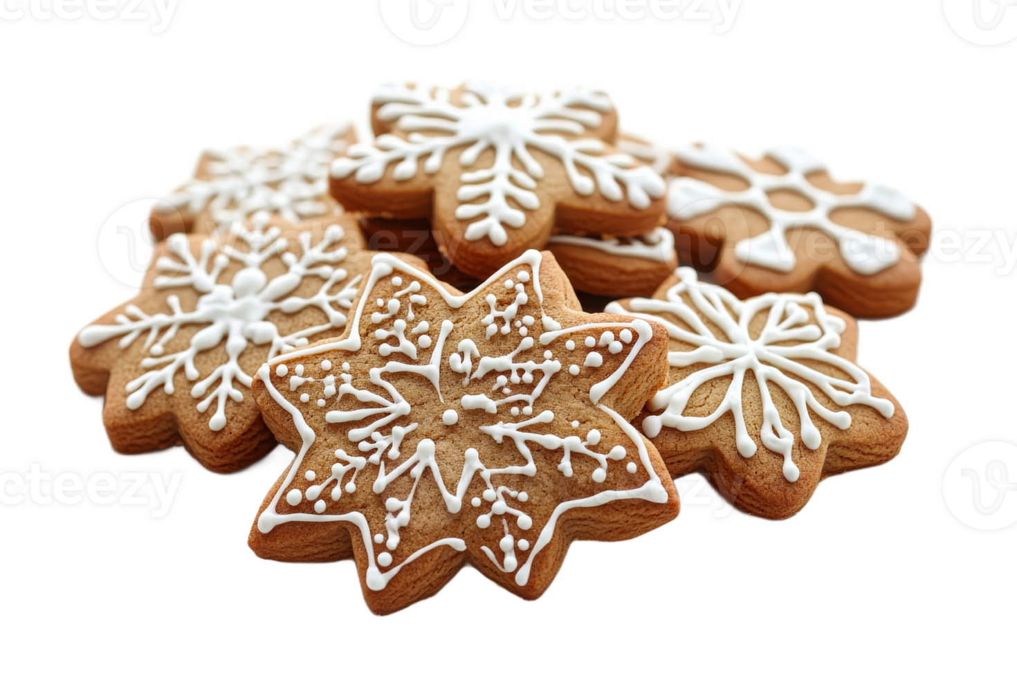 Delicious decorated snowflake cookies for winter festivities png