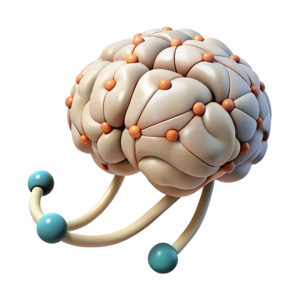 elegant traditional Neural Connection Pathway Illustration Transparent Background with Gradient Shading authentic png