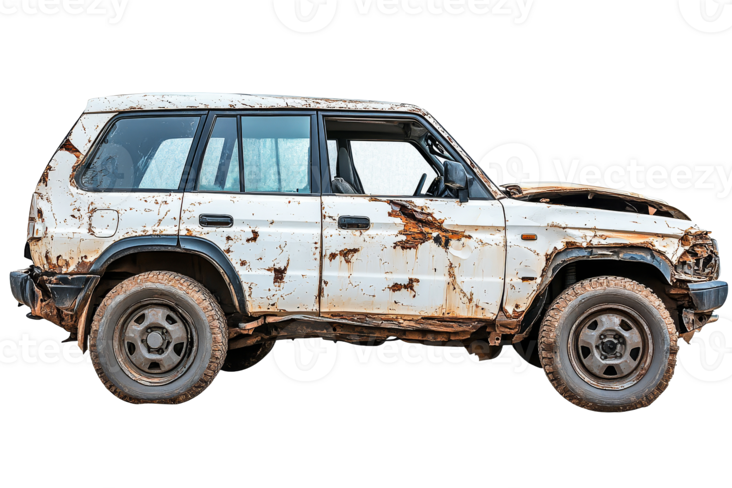 Old rusty SUV with transparent background for design png