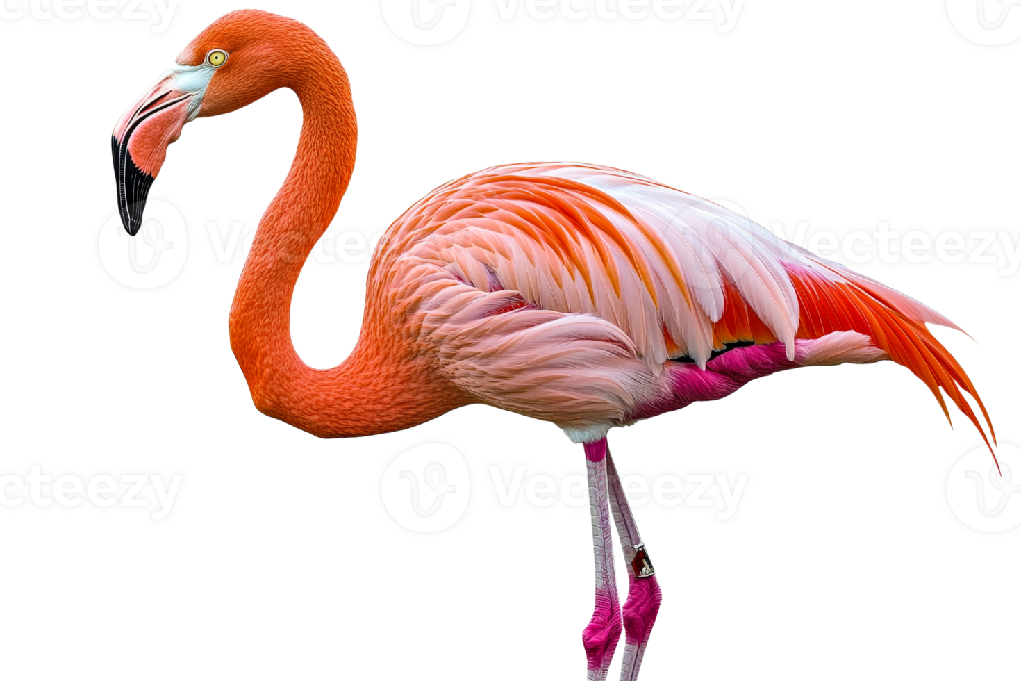 Elegant flamingo standing gracefully with vibrant feathers png