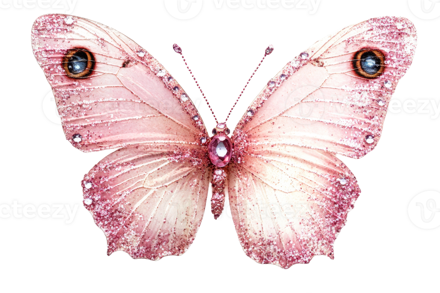Beautiful pink butterfly with sparkling details png