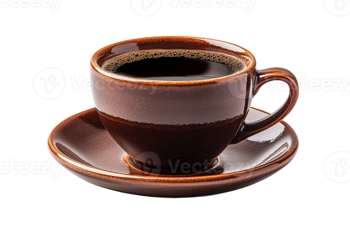 Warm cup of coffee on saucer with rich aroma png